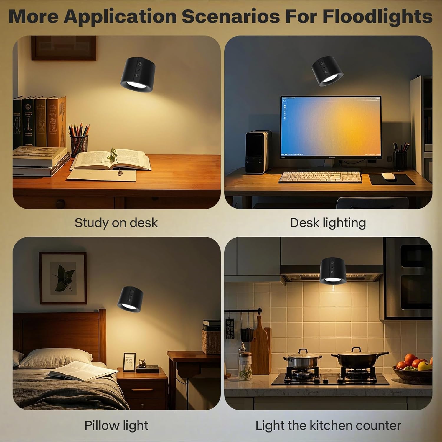 LED Spotlight Indoor Rechargeable Wall Lamp with Timer and Dual Light Source