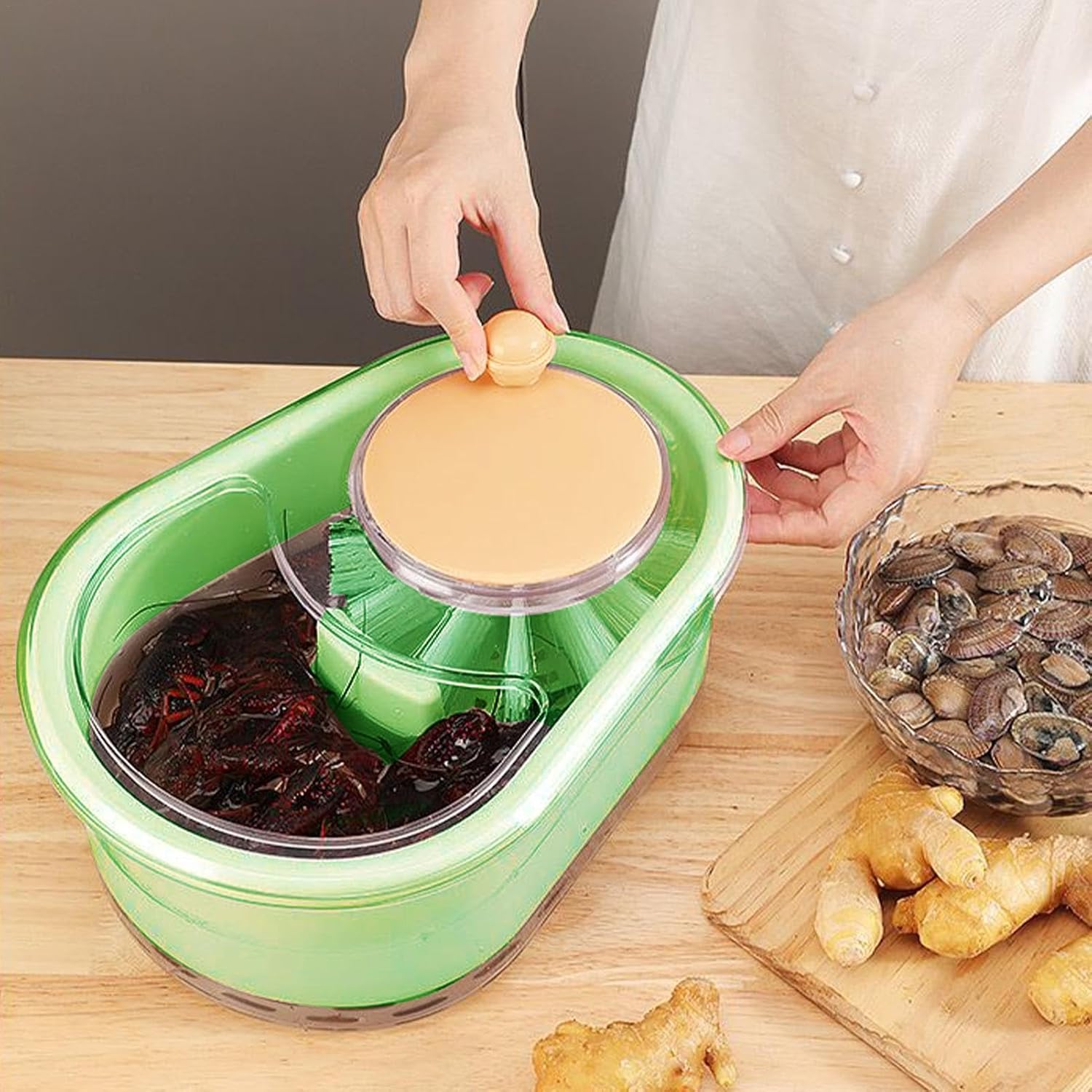 Bohany Fruit Cleaner Spinner Bowl With Brush 1