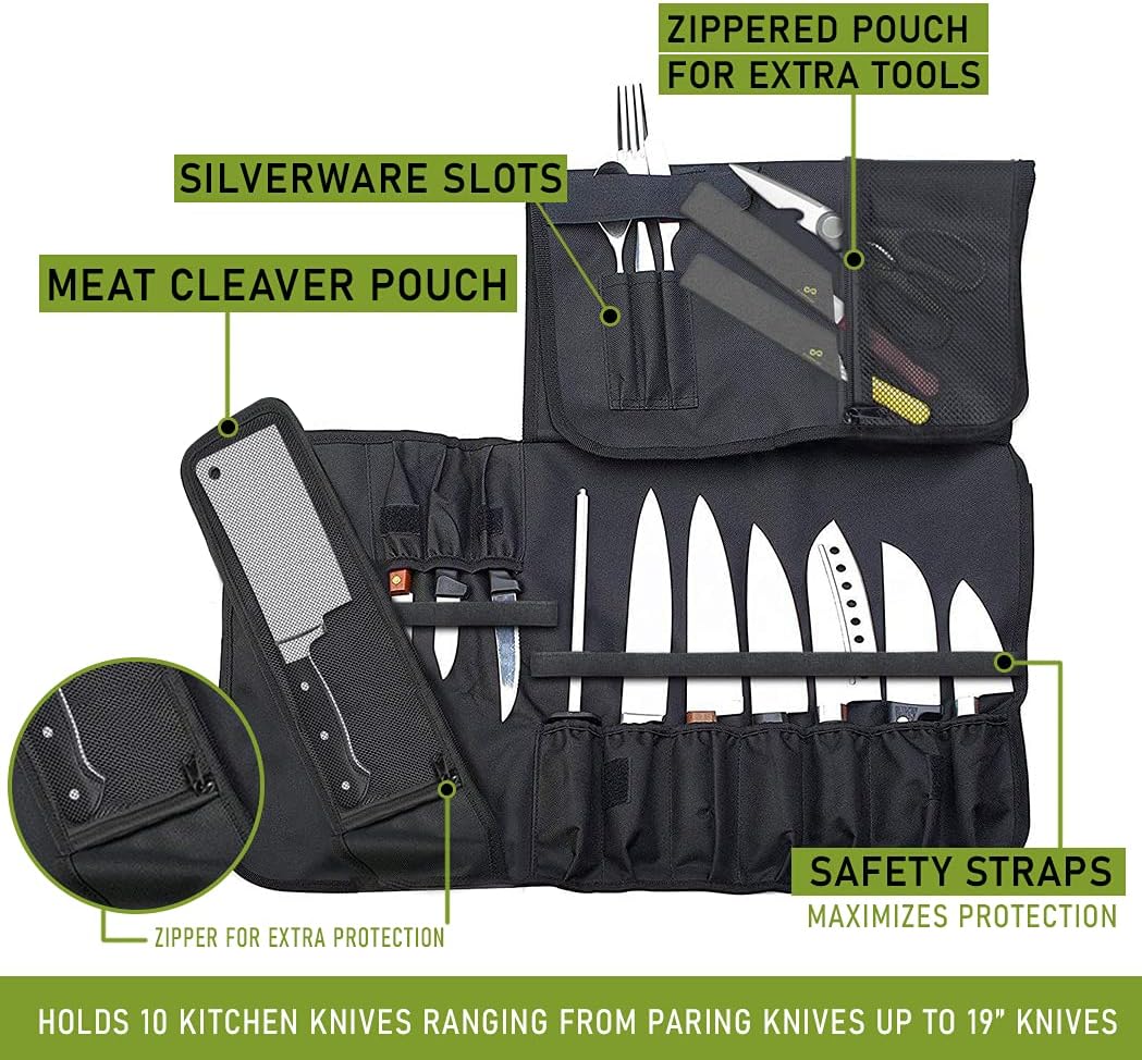EVERPRIDE Chef Knife Roll Bag Holds 10 Knives 1