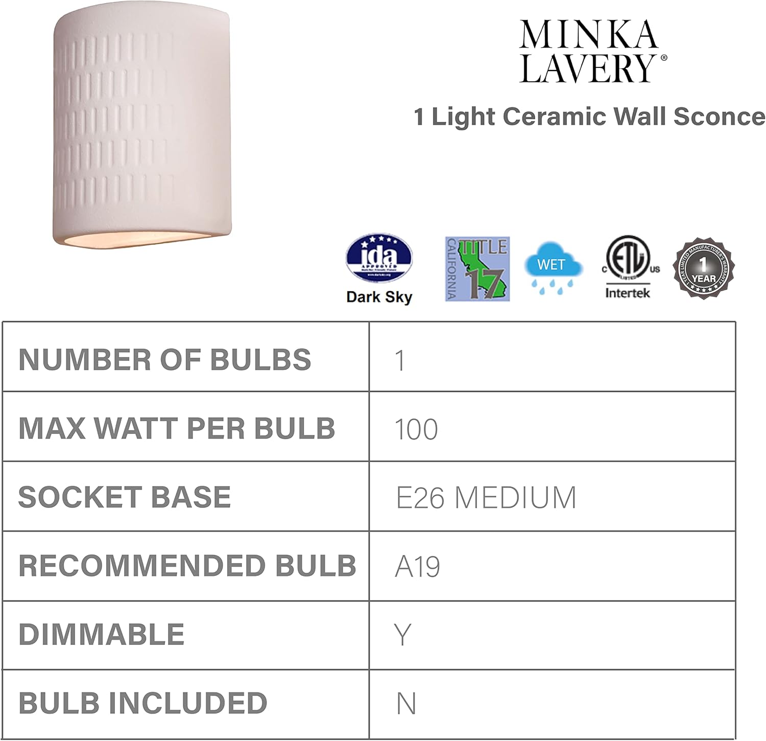 Minka Lavery Outdoor Wall Light 564-1 White