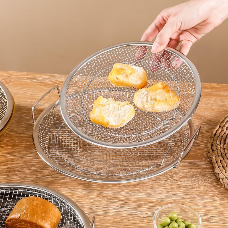 Stainless Steel Fine Mesh Fried Food Drain Rack with Tray