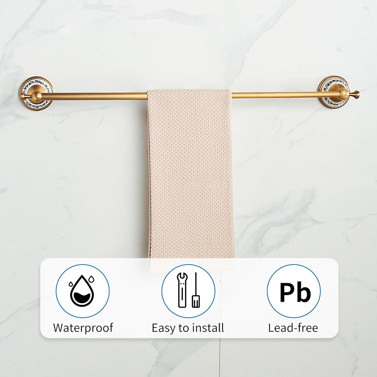 PEONYBATH Antique Bronze Towel Bar 155-275 Inch