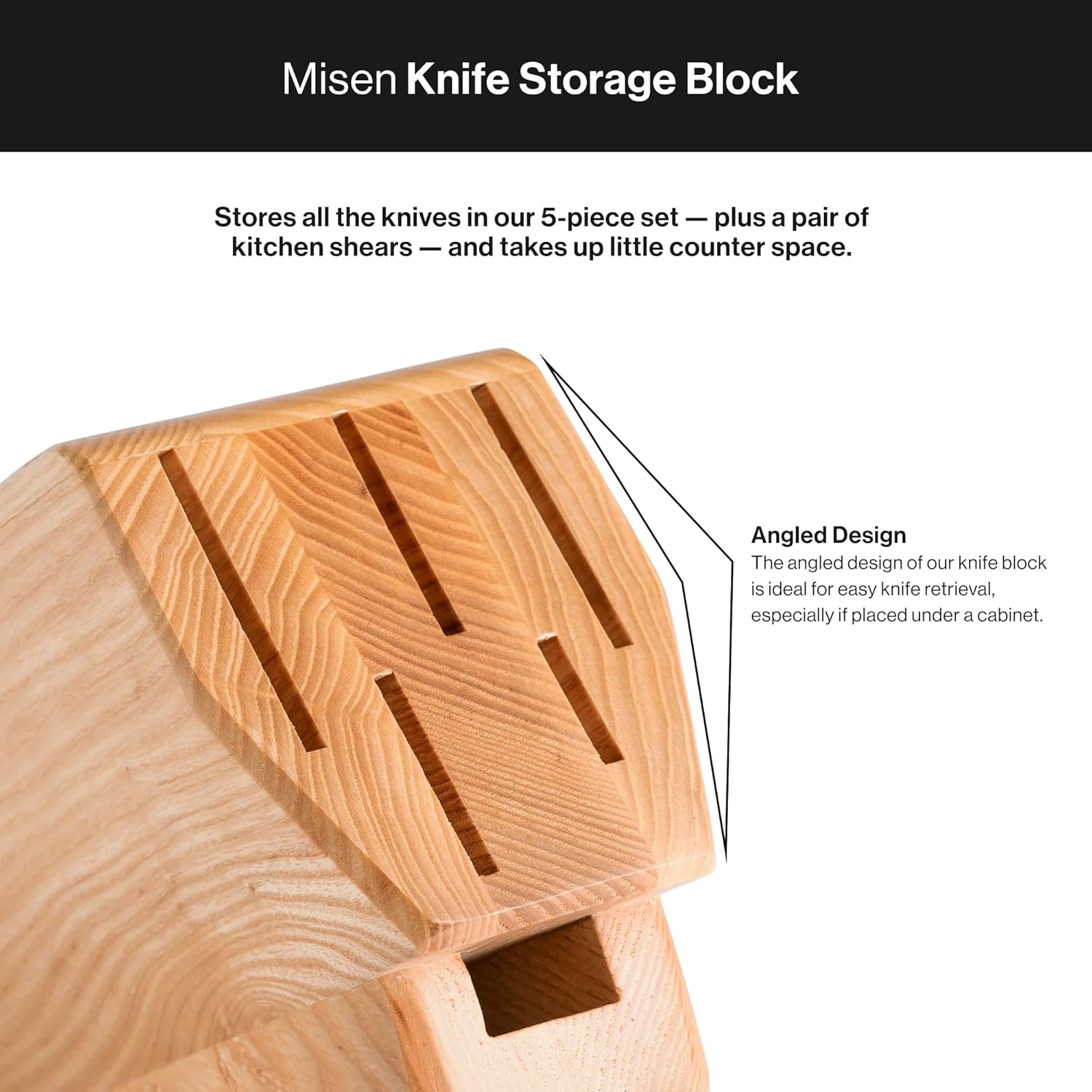 Misen Ash Knife Block with 5 Slots