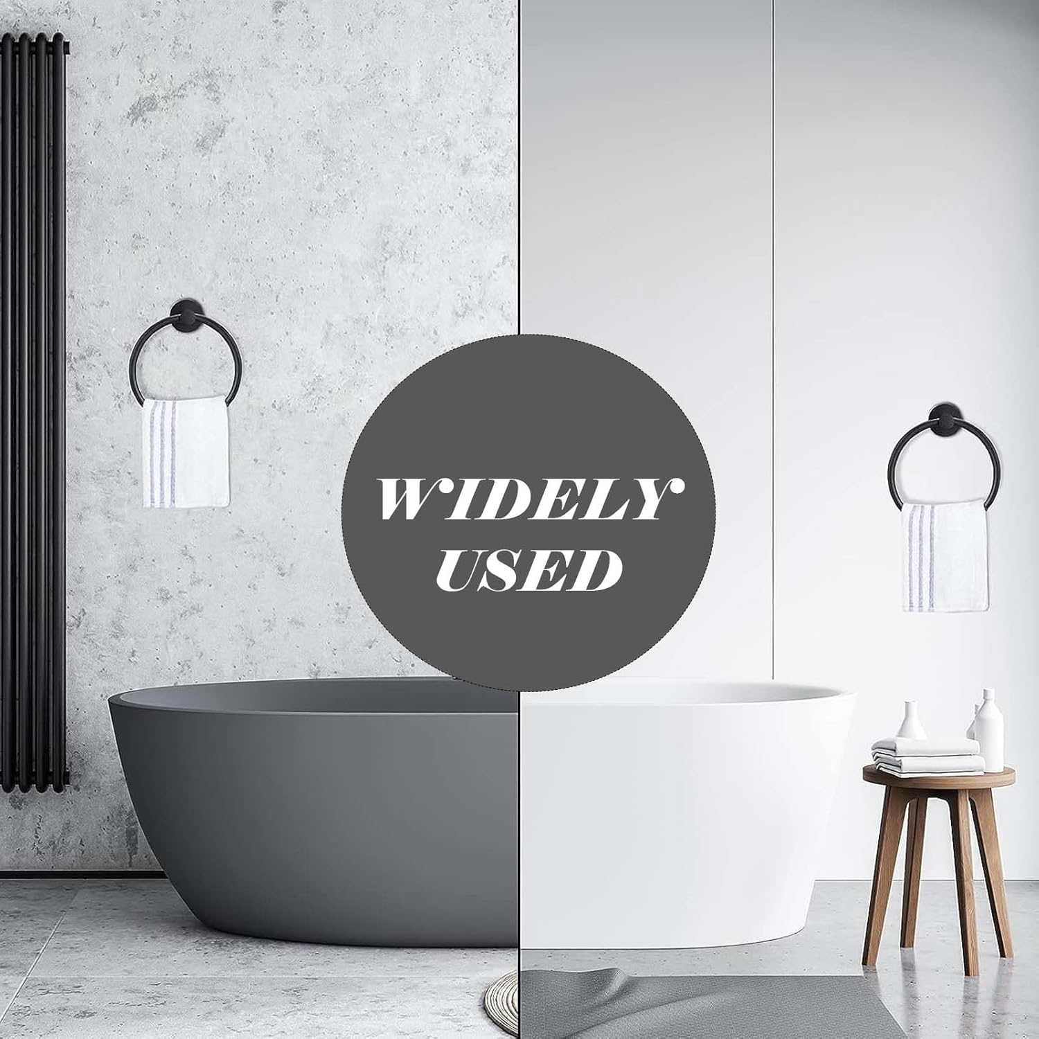 Matte Black Towel Ring and Paper Holder Set