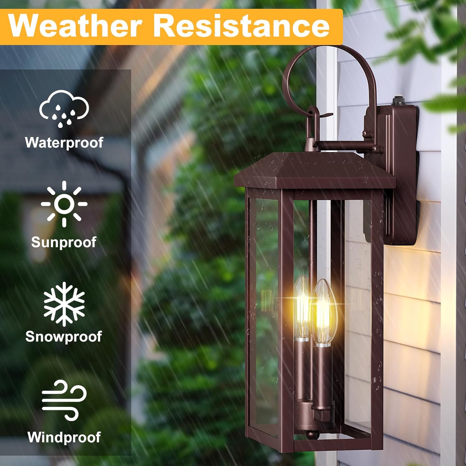 Brilvibera 2-Light Bronze Wall Light with Dusk to Dawn Sensor