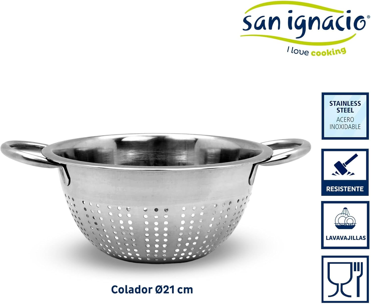 San Ignacio Kinvara 21cm Steel Colander with Handles