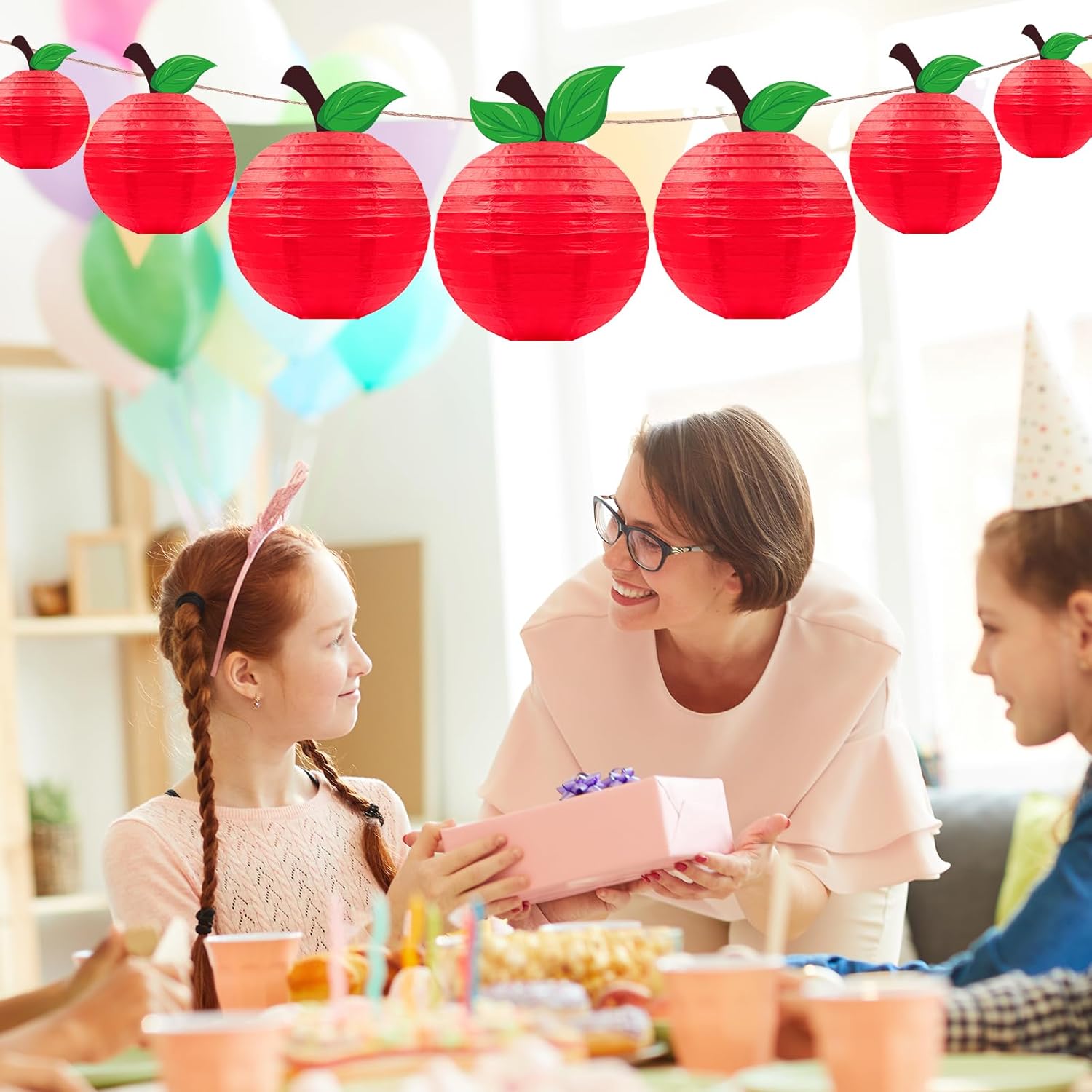 Renbuzhu 15Pcs Apple-Shaped Paper Lanterns Classroom Decor