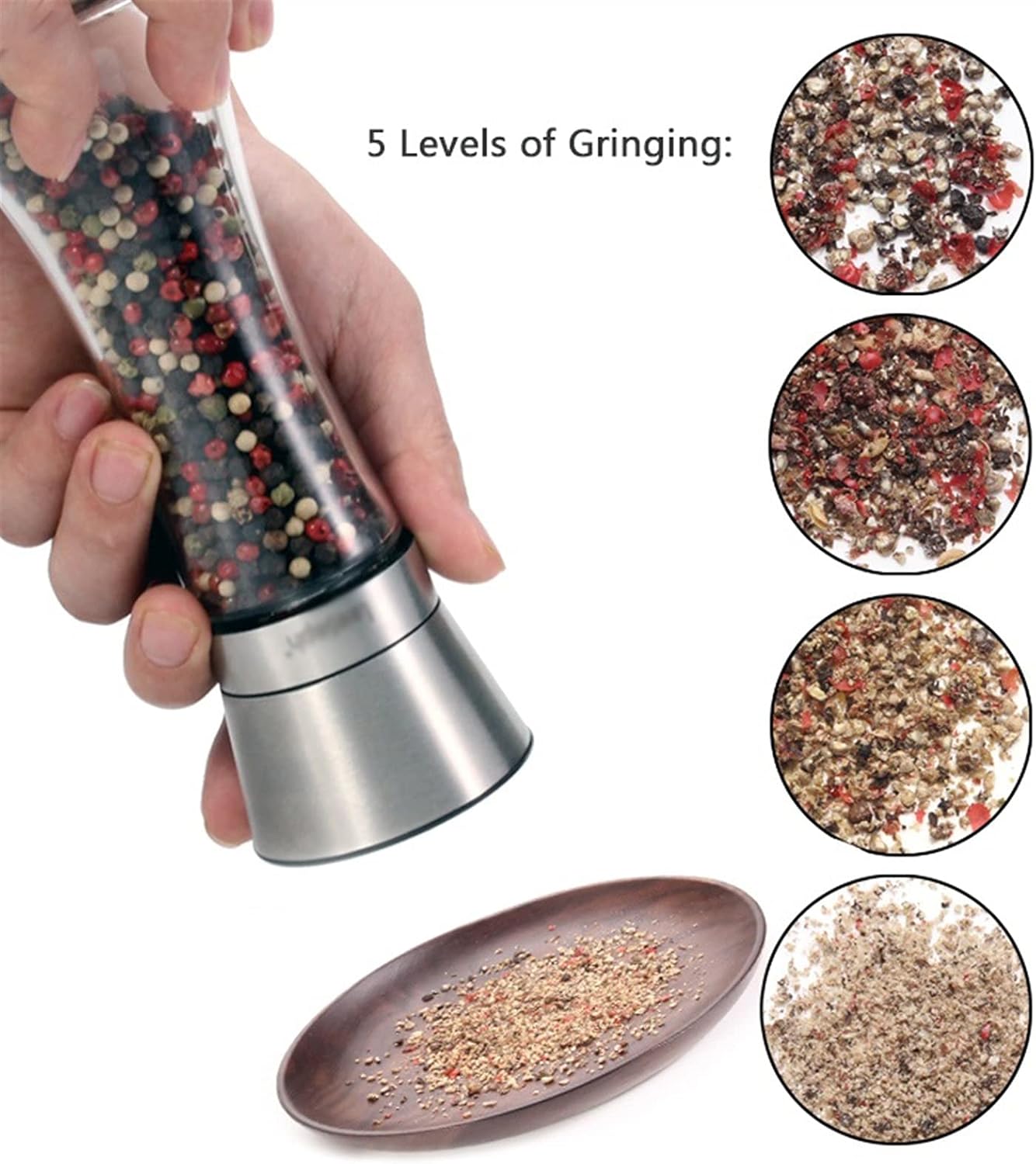 LEIXIUSM Salt Pepper Mill Shakers Set of 2