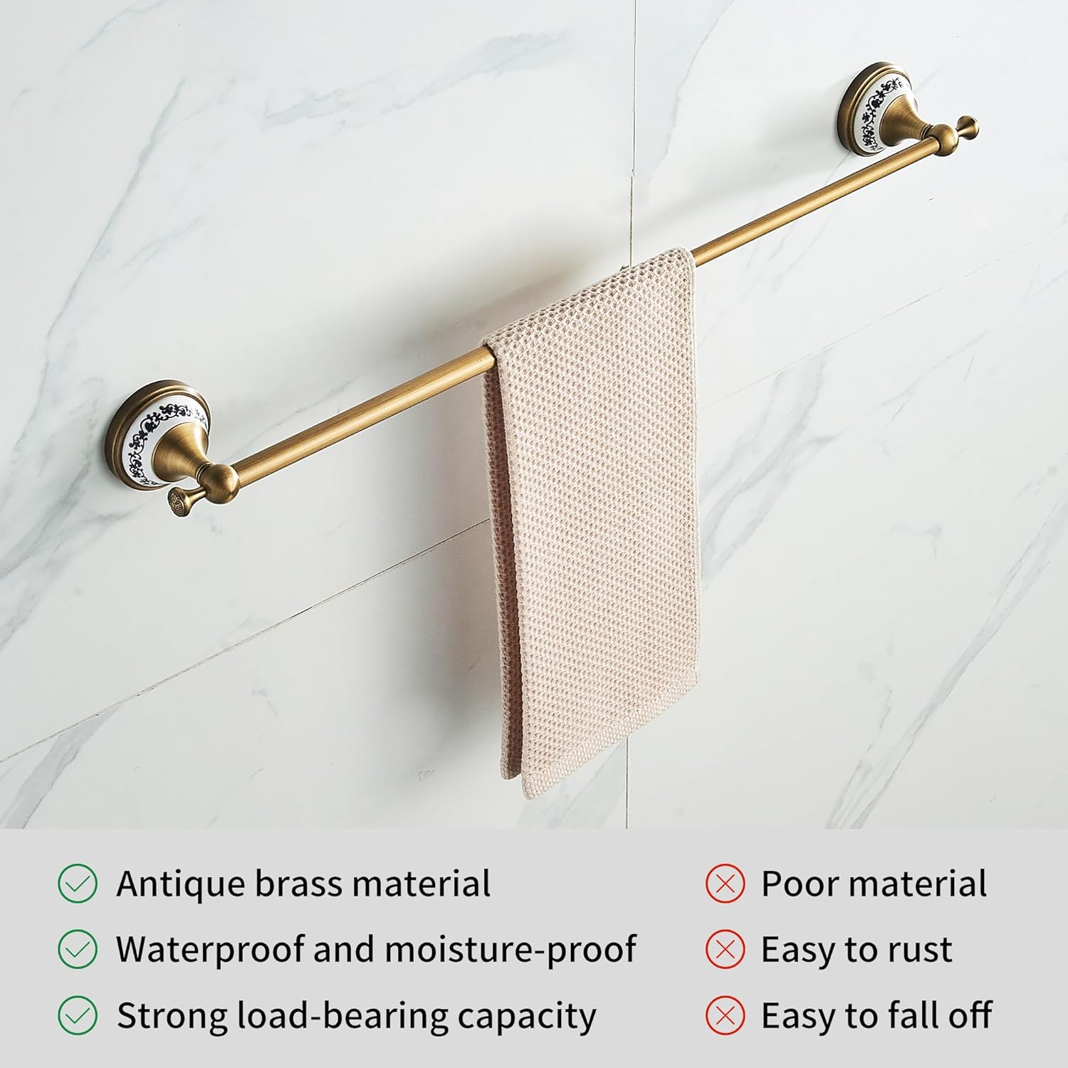 PEONYBATH Antique Bronze Towel Bar 155-275 Inch