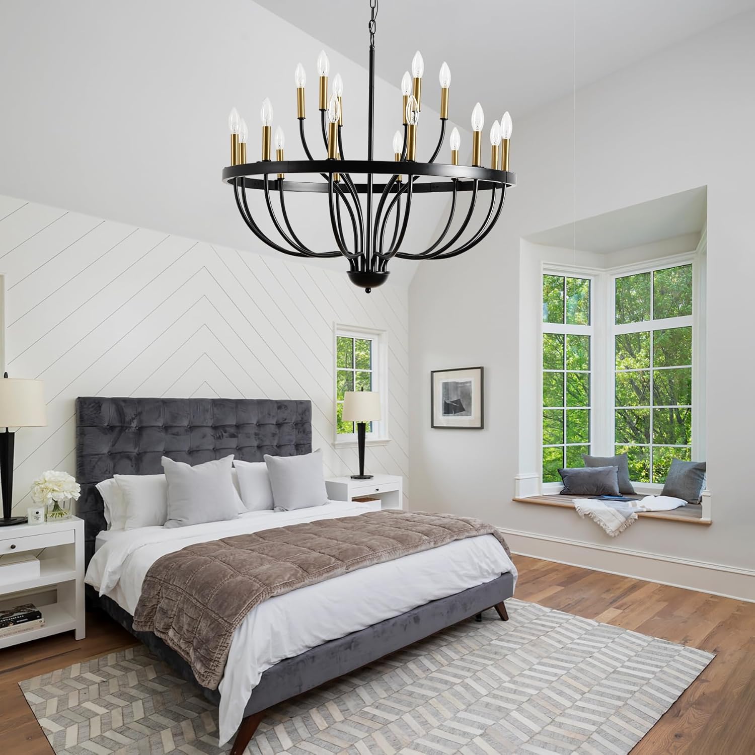 Modern Farmhouse 18 Light Chandelier Black Gold
