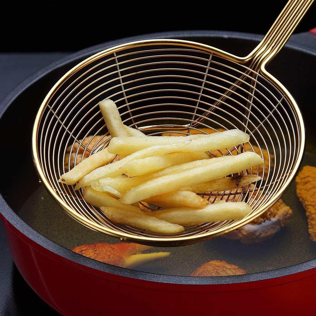Kyraton Gold Strainer Spider Skimmer for Kitchen