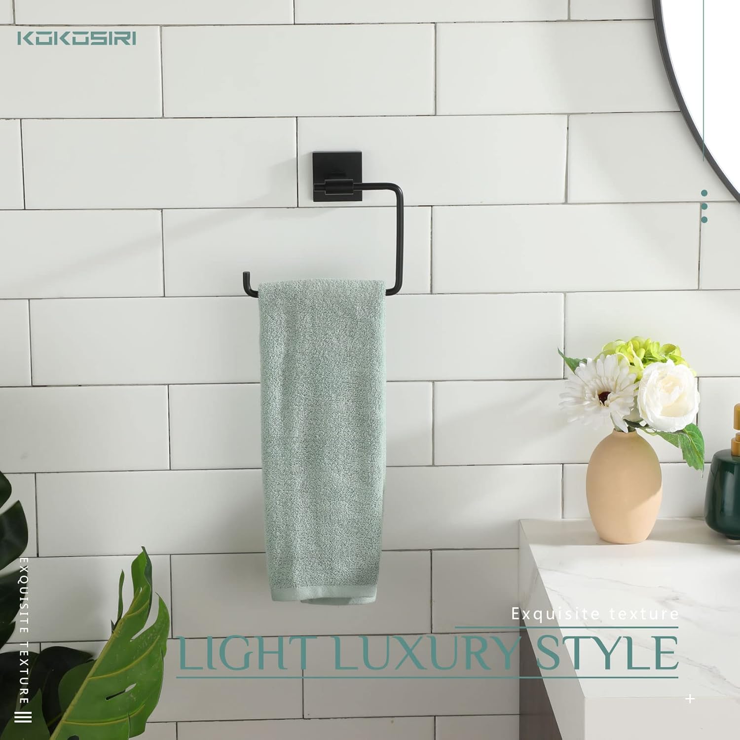 KOKOSIRI Matte Black Towel Ring B3007BK 1