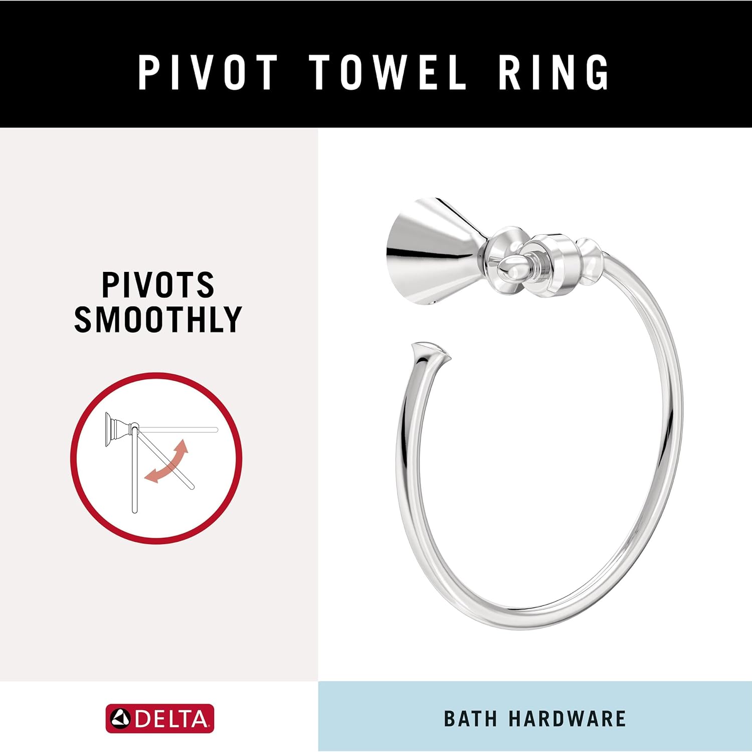 Delta Vessona Wall Mount Towel Ring - Polished Chrome