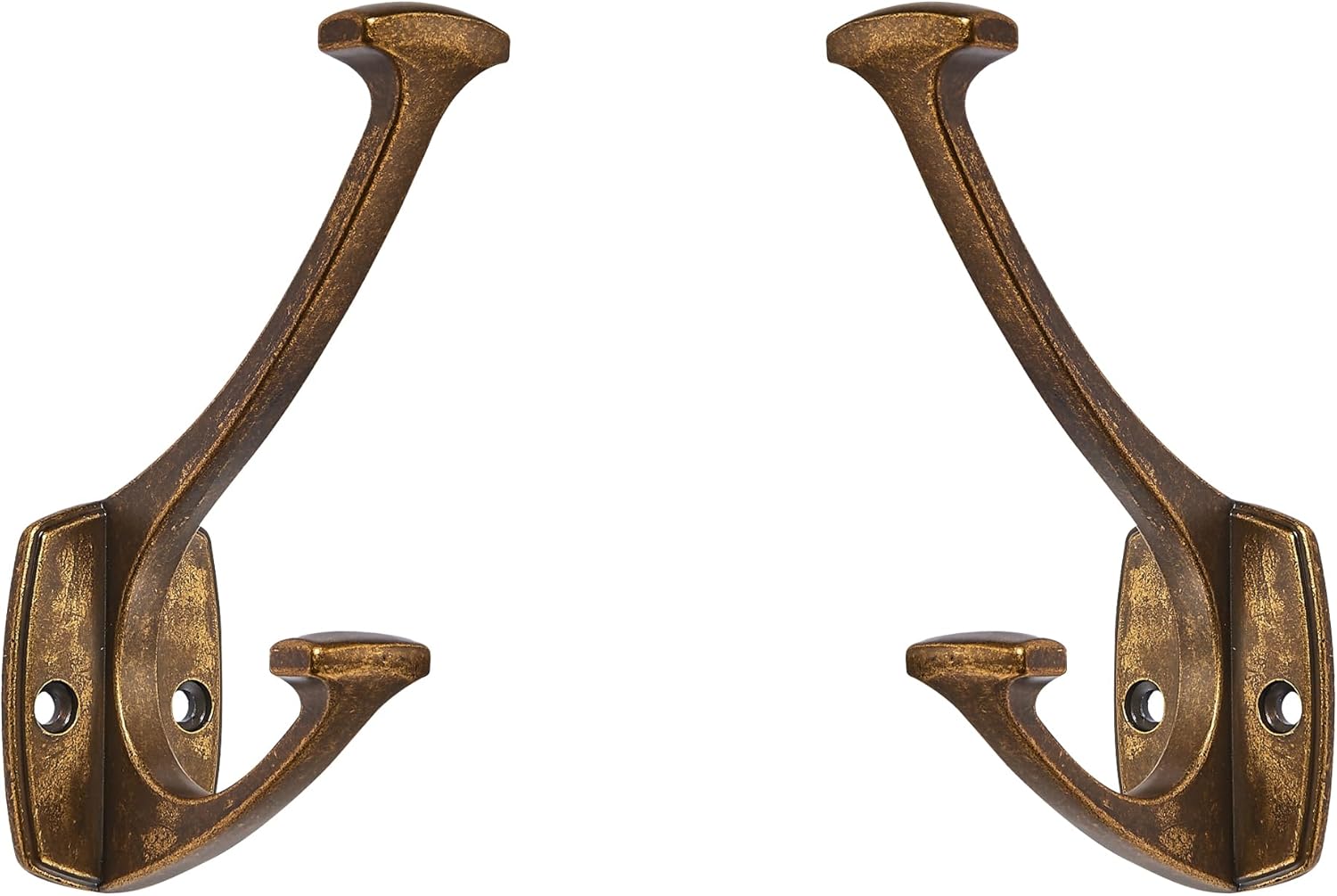 ZAUYX 2 Pack Heavy Duty Antique Brass Wall Hooks