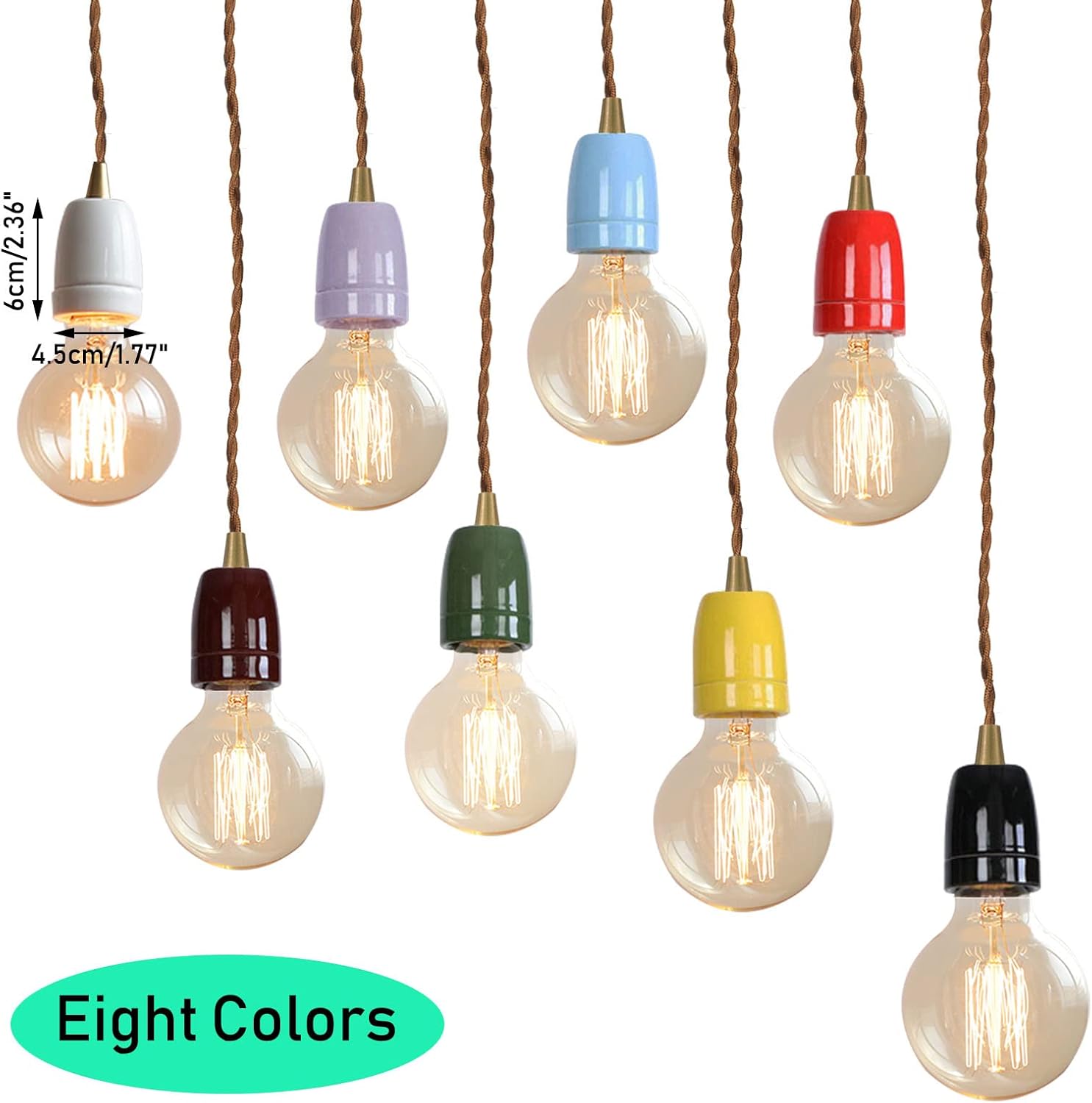 KAYYELAMP Red E26 Ceramic Base Mini Pendant Light Fixture Set of Three