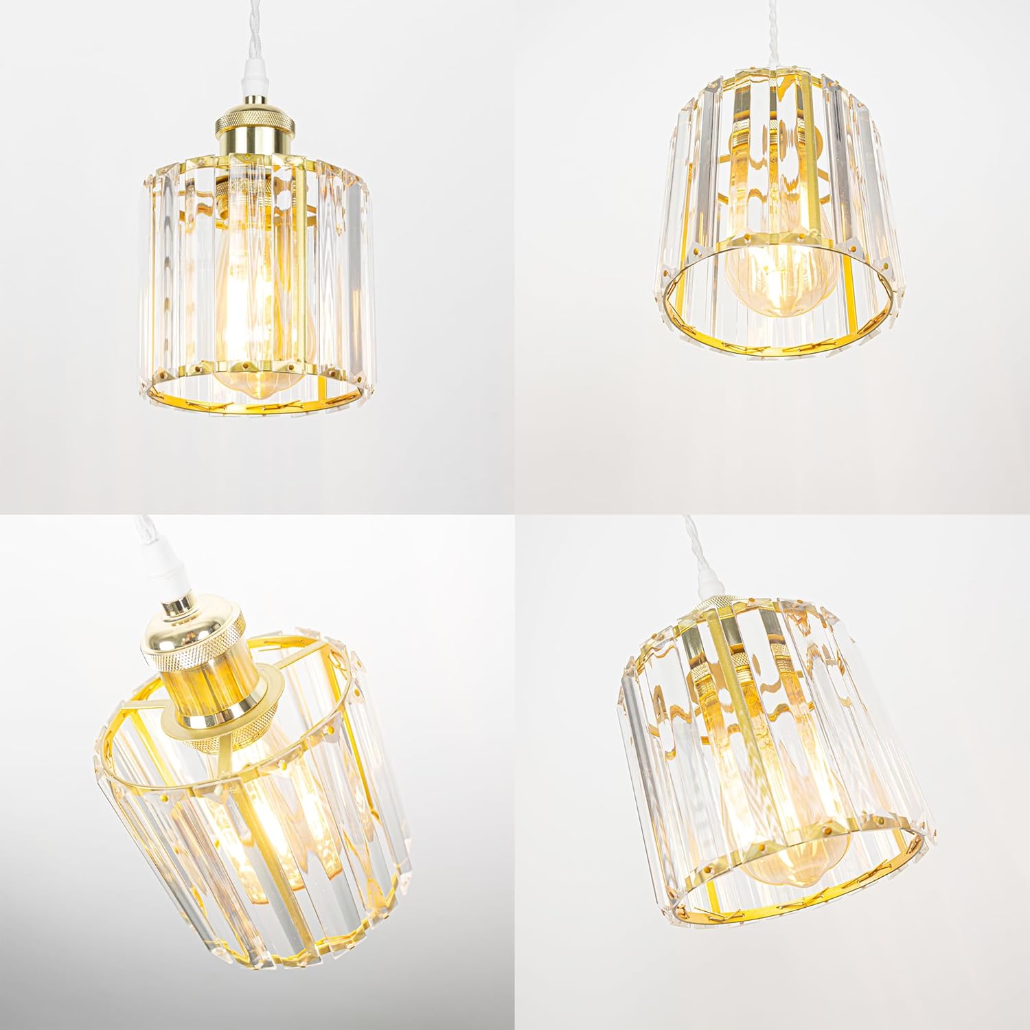 Kiven Crystal J Track Pendant Lights with Remote Control 3 Pack