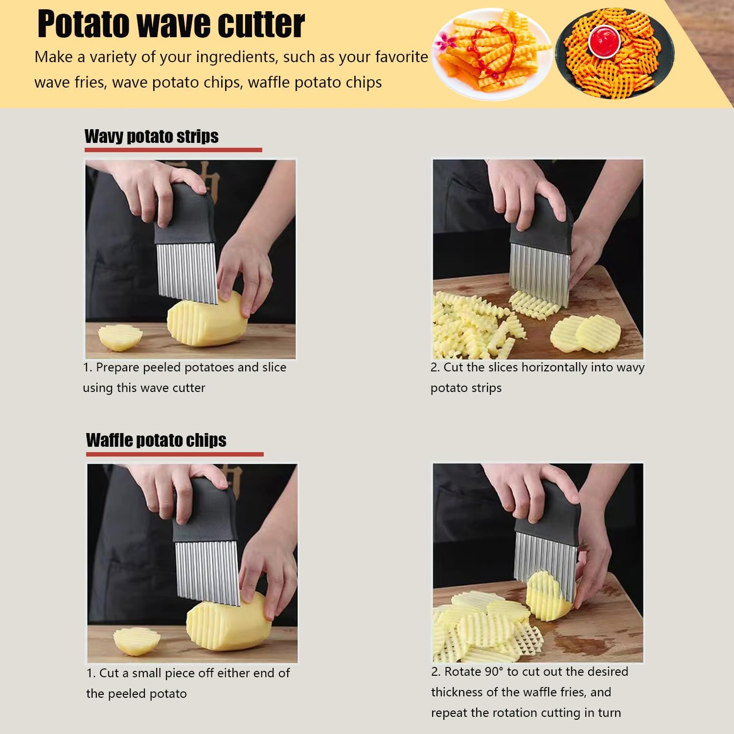 SOAZTAUM 3-Piece Crinkle Cutter Set with Brush