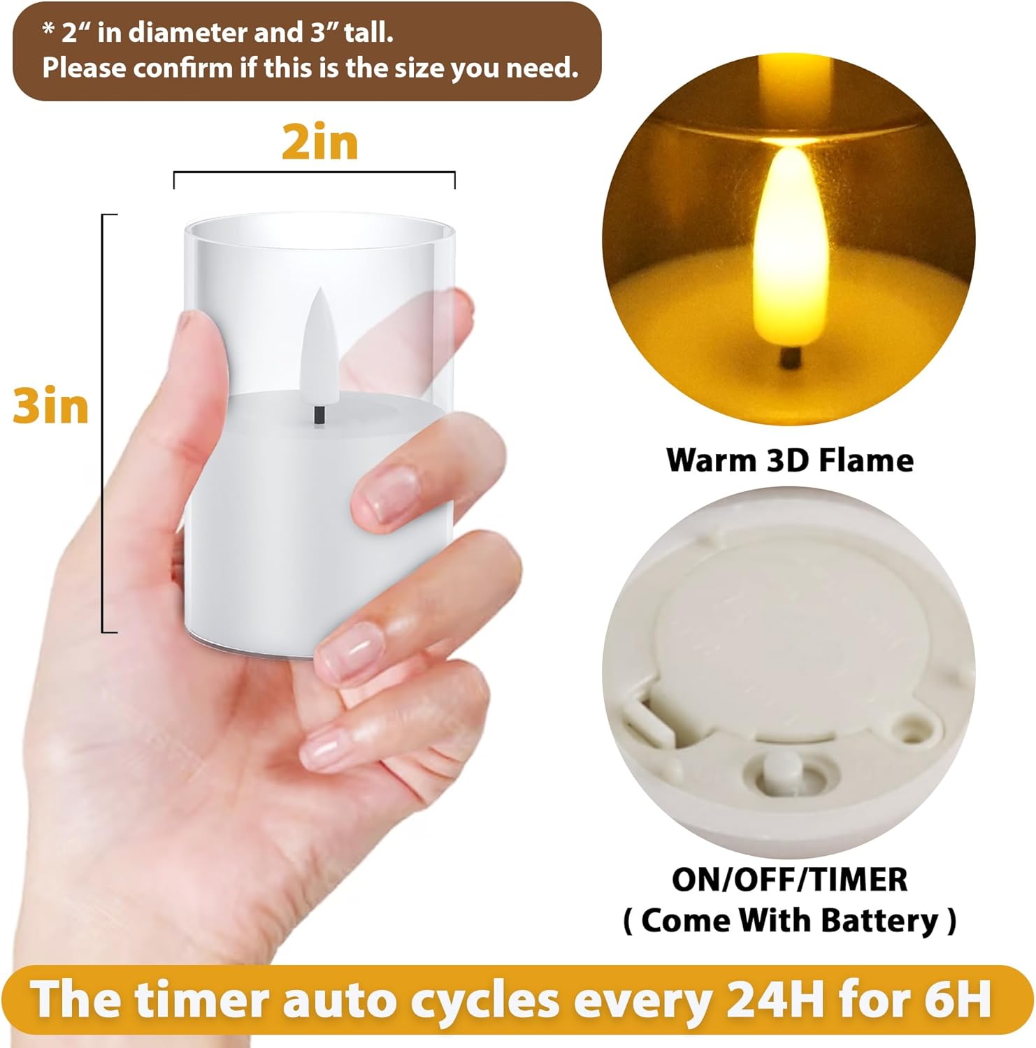 VIODAIM 12Pack Flameless LED Candles with Timer