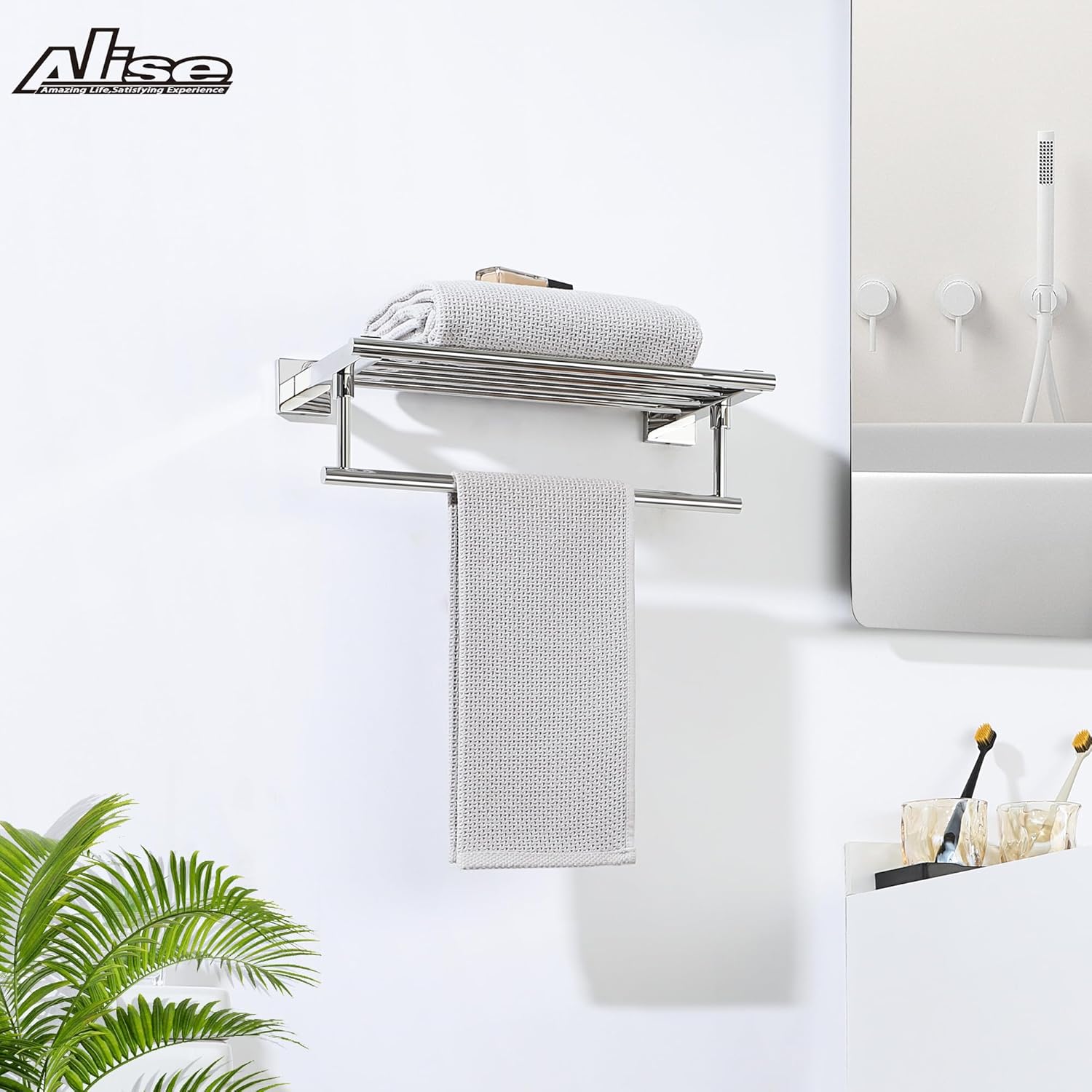 Alise 16 Inch Polished Chrome Towel Rack