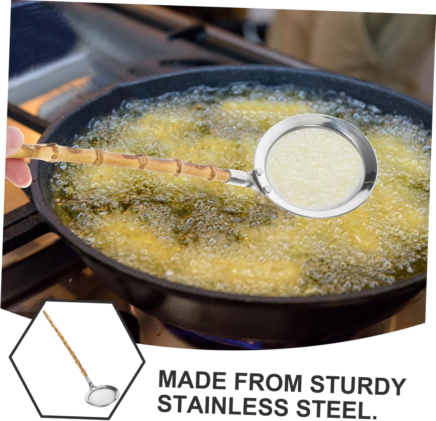 Luxshiny 304 Stainless Steel Slotted Spoon with Long Handle