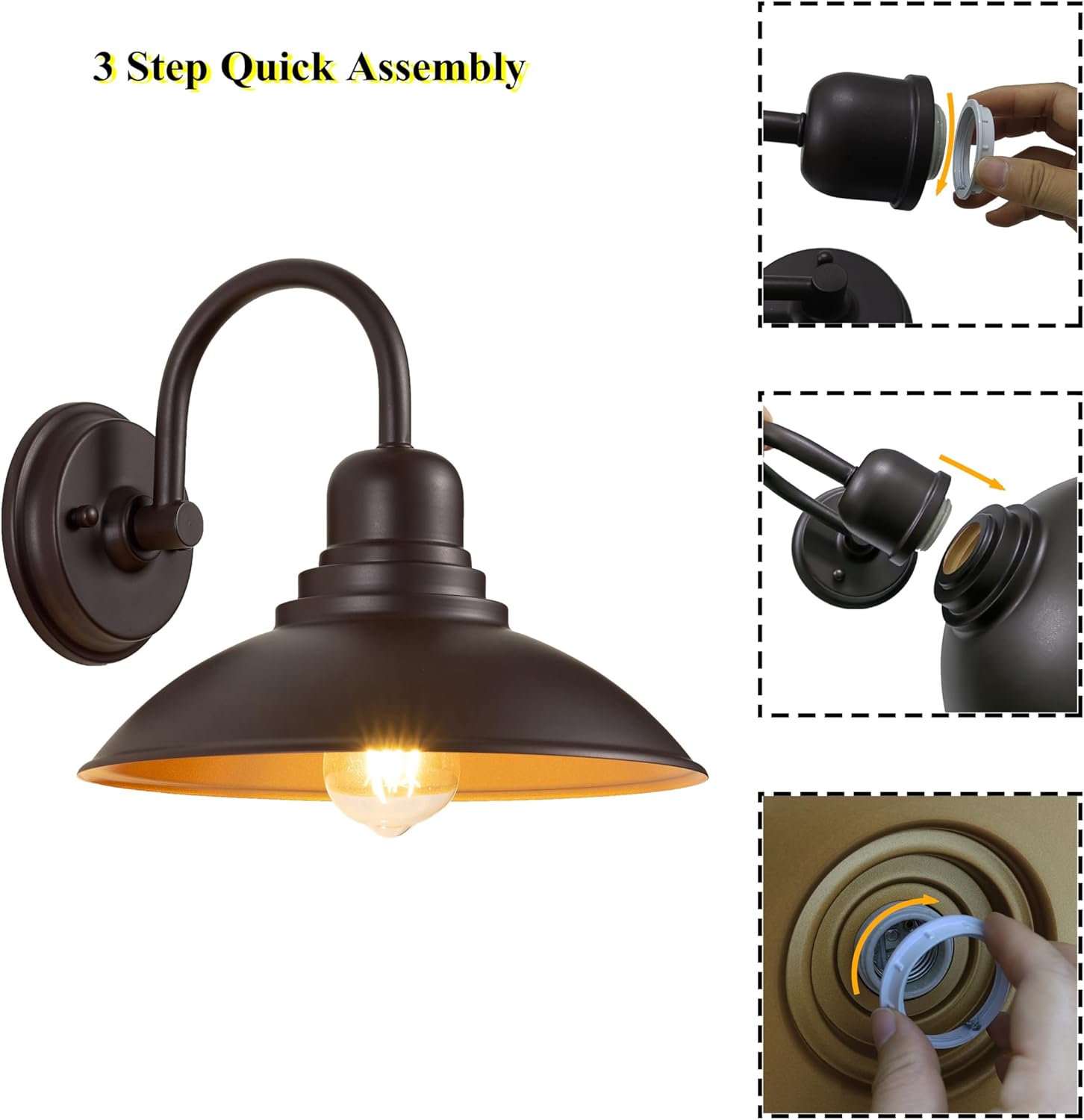 FLALINKO 2 Pack Bronze Barn Wall Lights