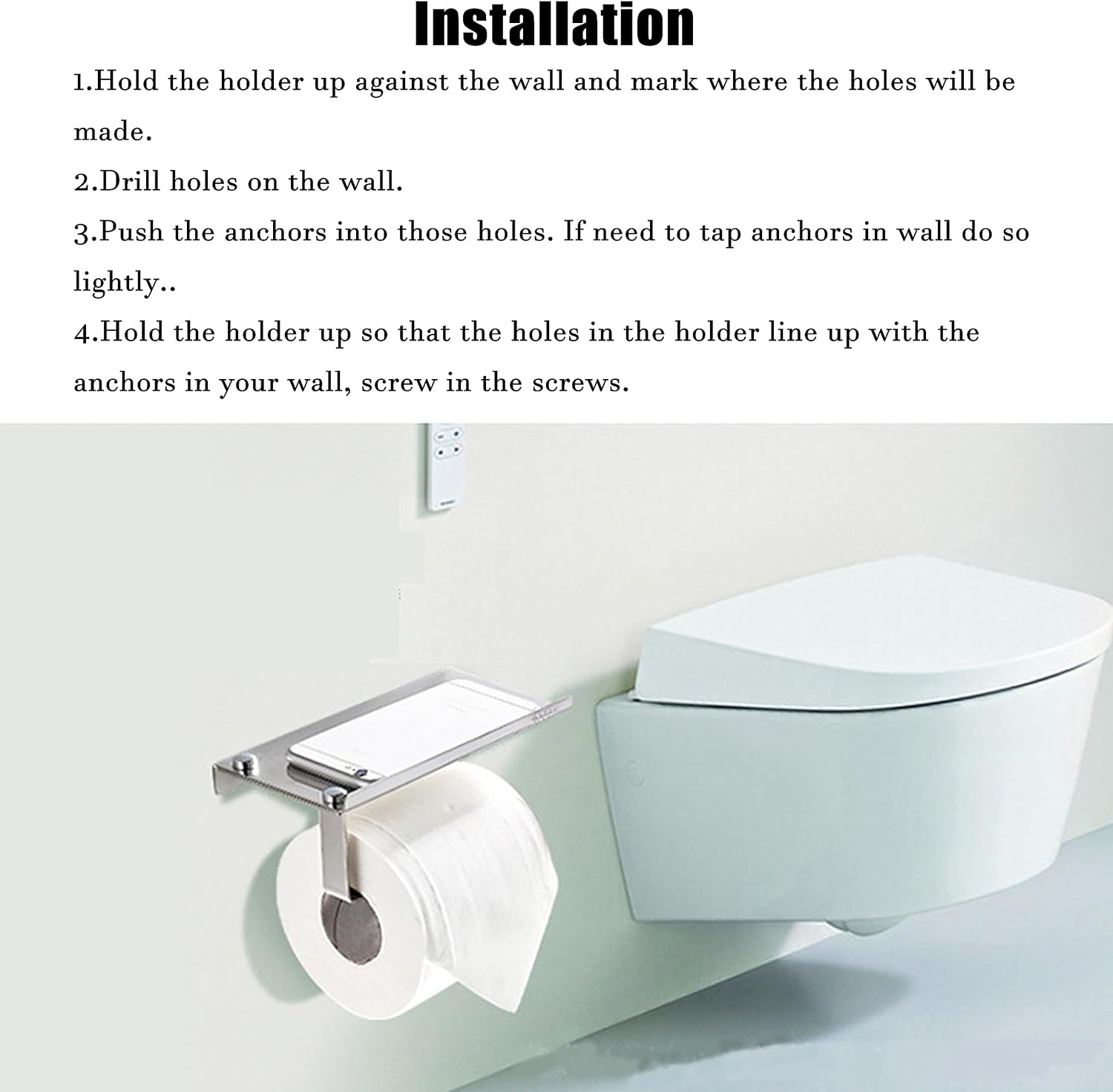 Stainless Steel Toilet Paper Holder with Shelf 1