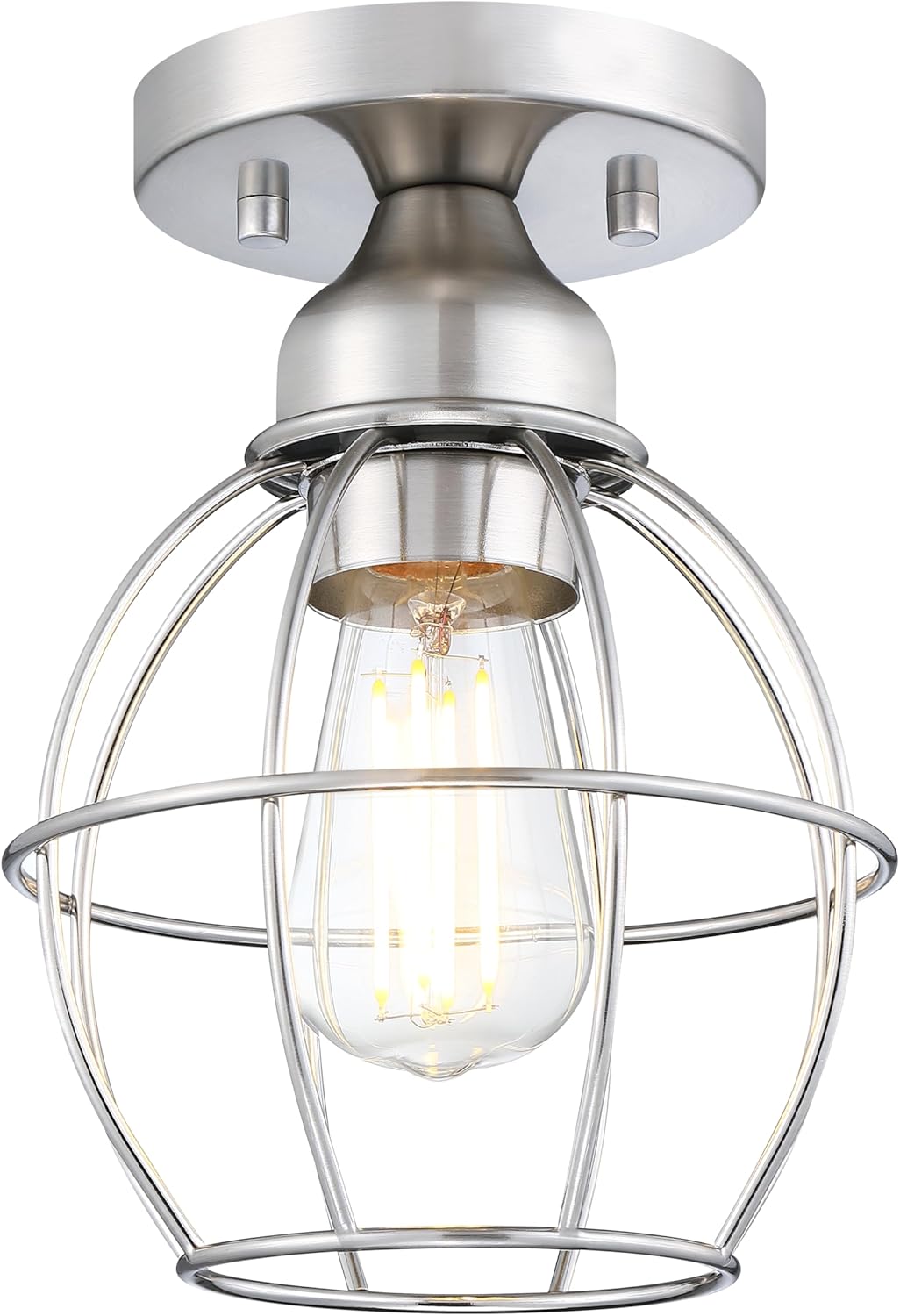GRUENLICH Semi Flush Mount Ceiling Light with Nickel Finish