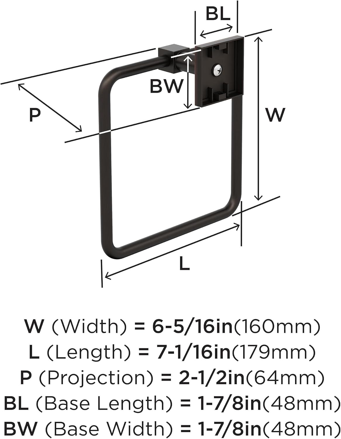 Amerock Oil Rubbed Bronze Towel Ring 7-116 in