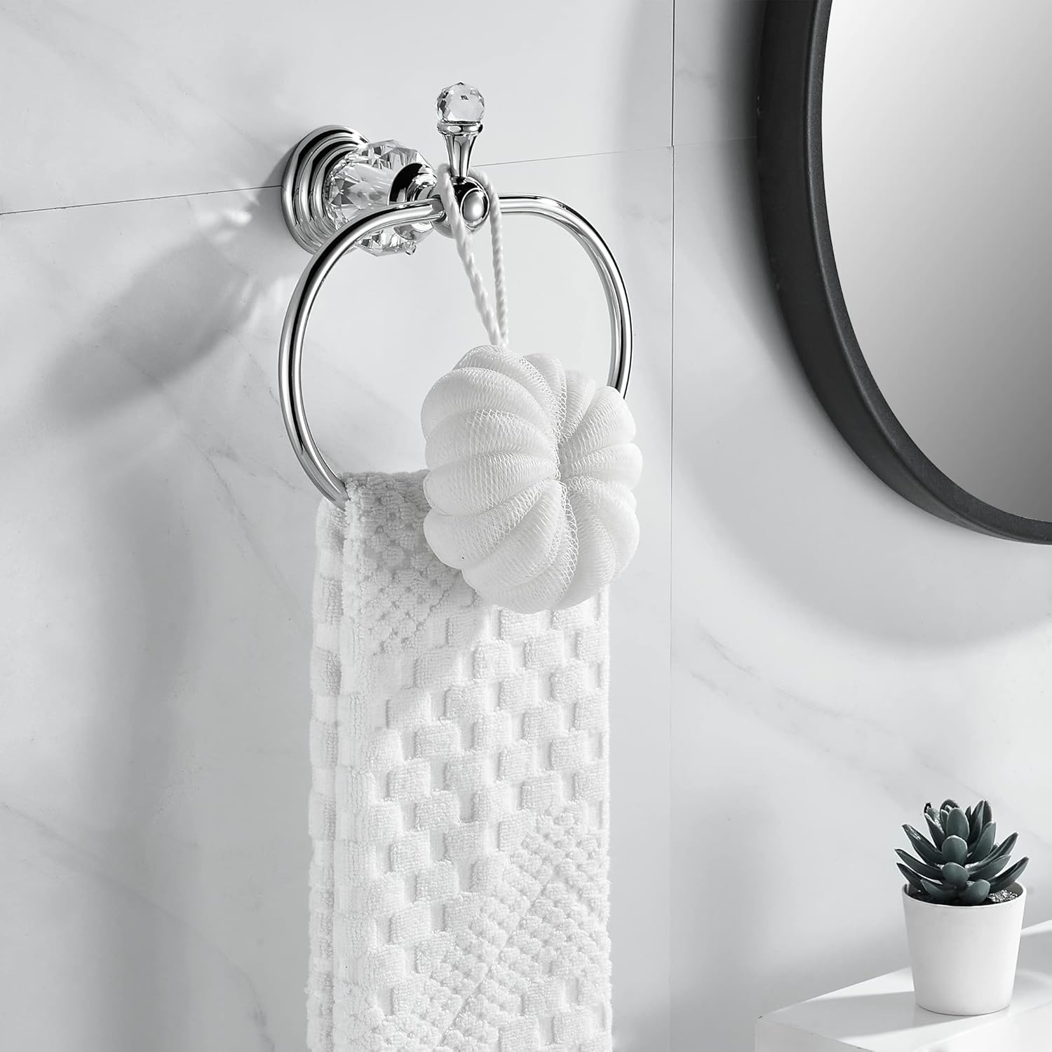 WOLIBEER Chrome Towel Ring Bath Rack