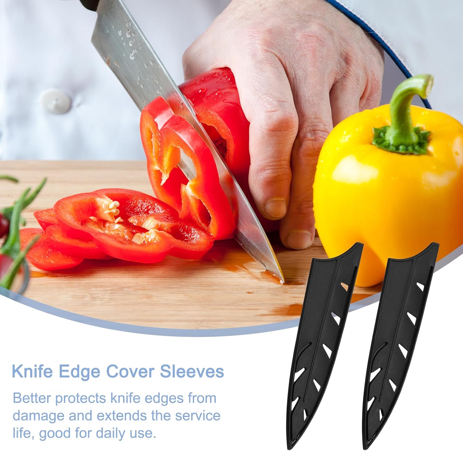 Uxcell 2Pcs Knife Edge Guards for 8 Chef Knife Black