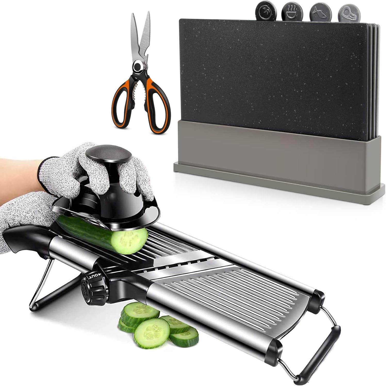 Masthome Mandoline Slicer Chopping Board Set with Storage Stand