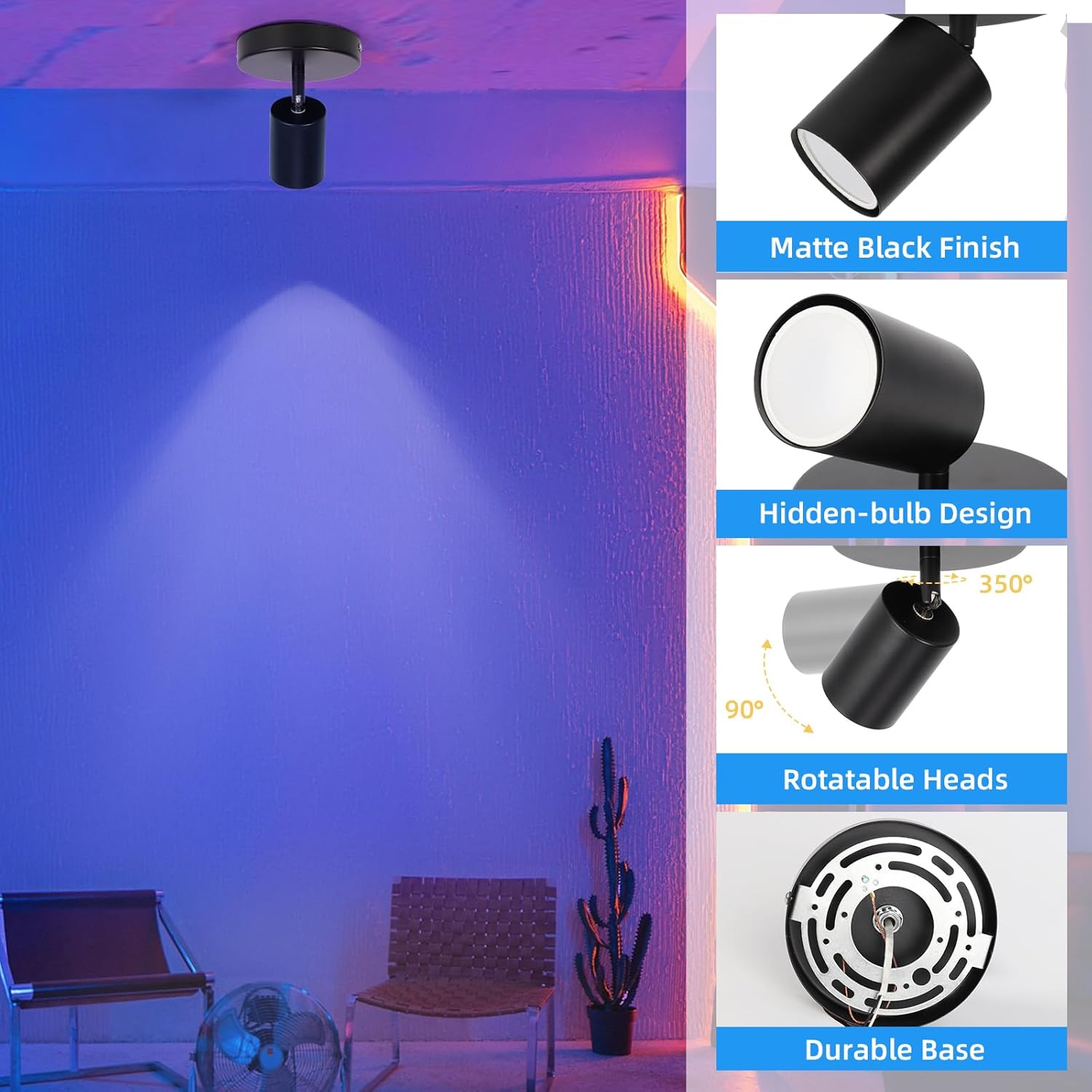 Vloitgol Dimmable Flush Mount Spotlight with 16 Colors