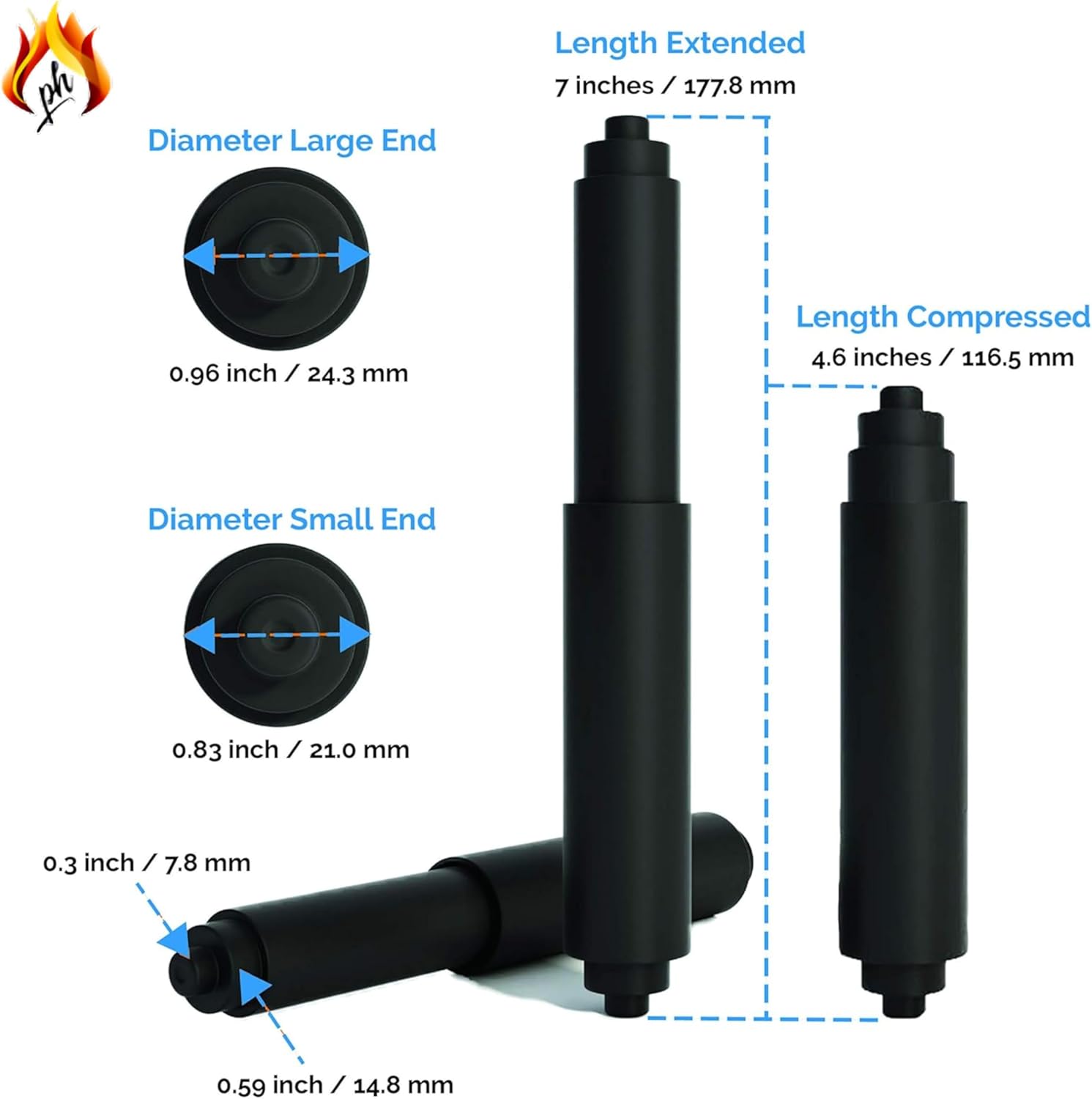 Toilet Paper Holder Replacement Rod 2 Pack