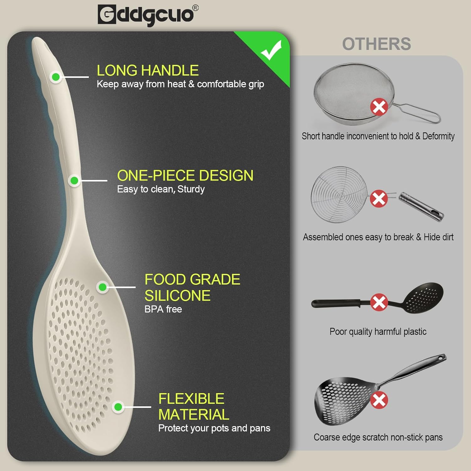 GDDGCUO 145 Inch Heat Resistant Skimmer Spoon