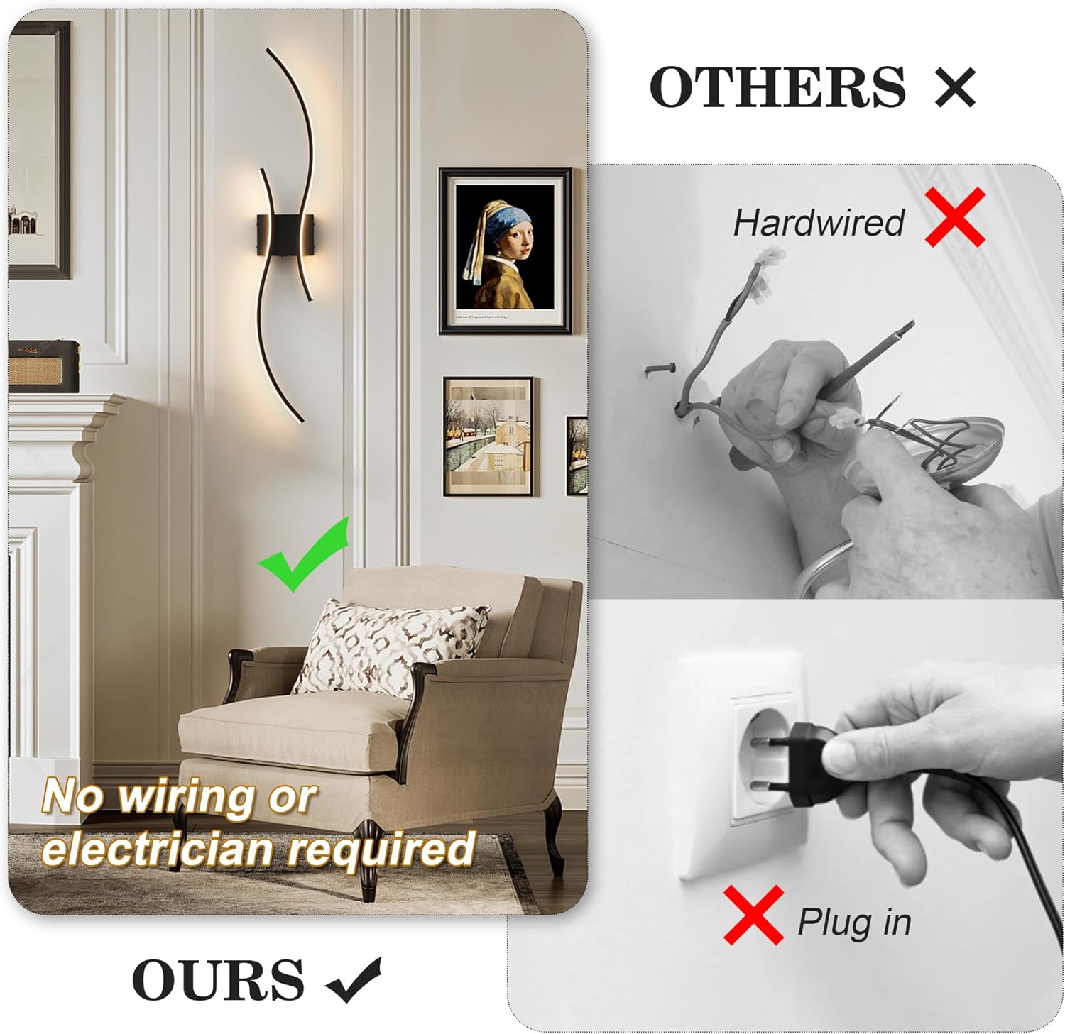Battery Operated Wall Sconces Set of Two with Remote Control