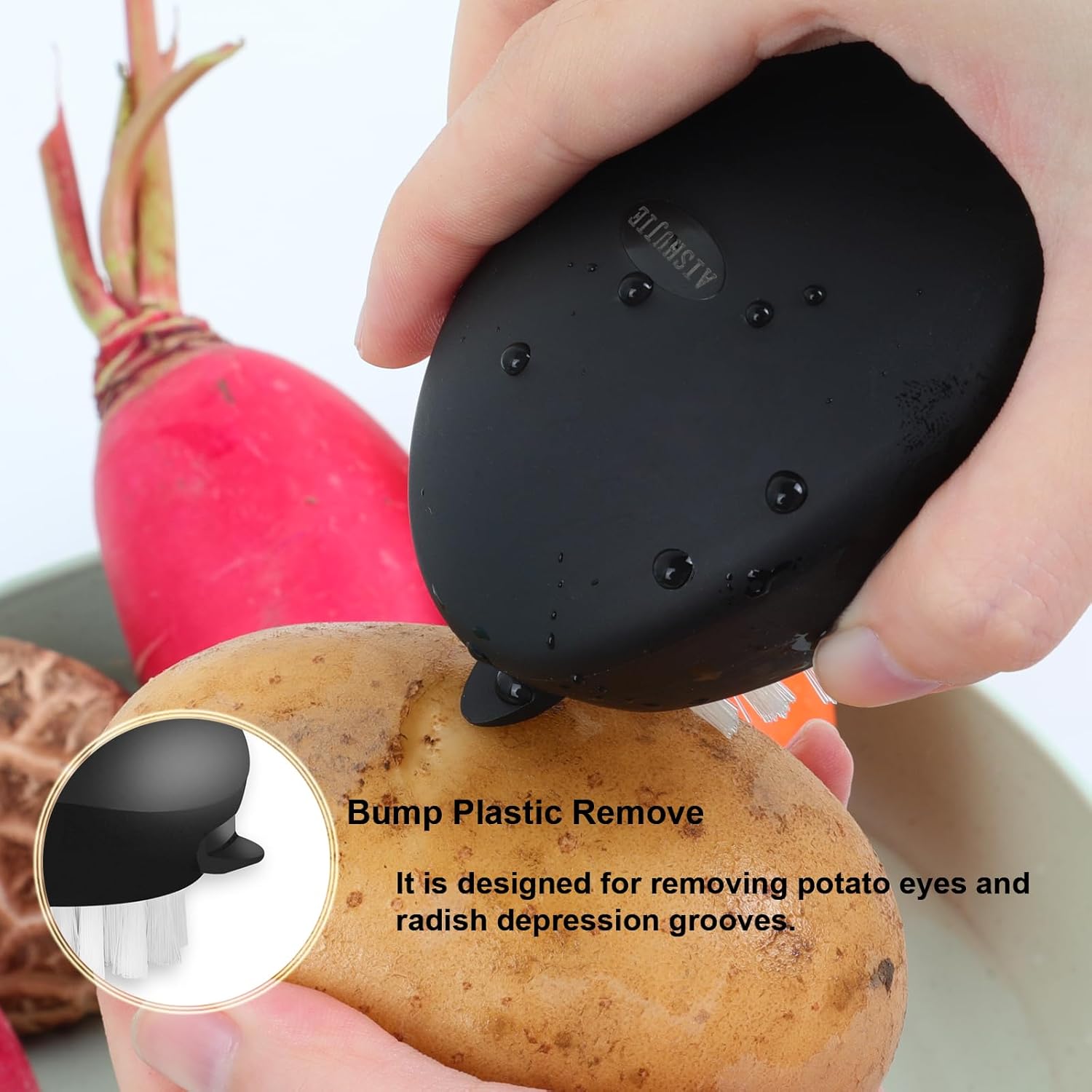 AISHUJIE 2 Pcs Vegetable Brush with Non-Slip Grip