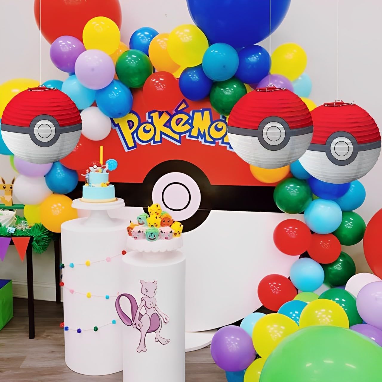 Amscan Pokemon Ball Paper Party Lanterns - 95 H Red White Pack of 3