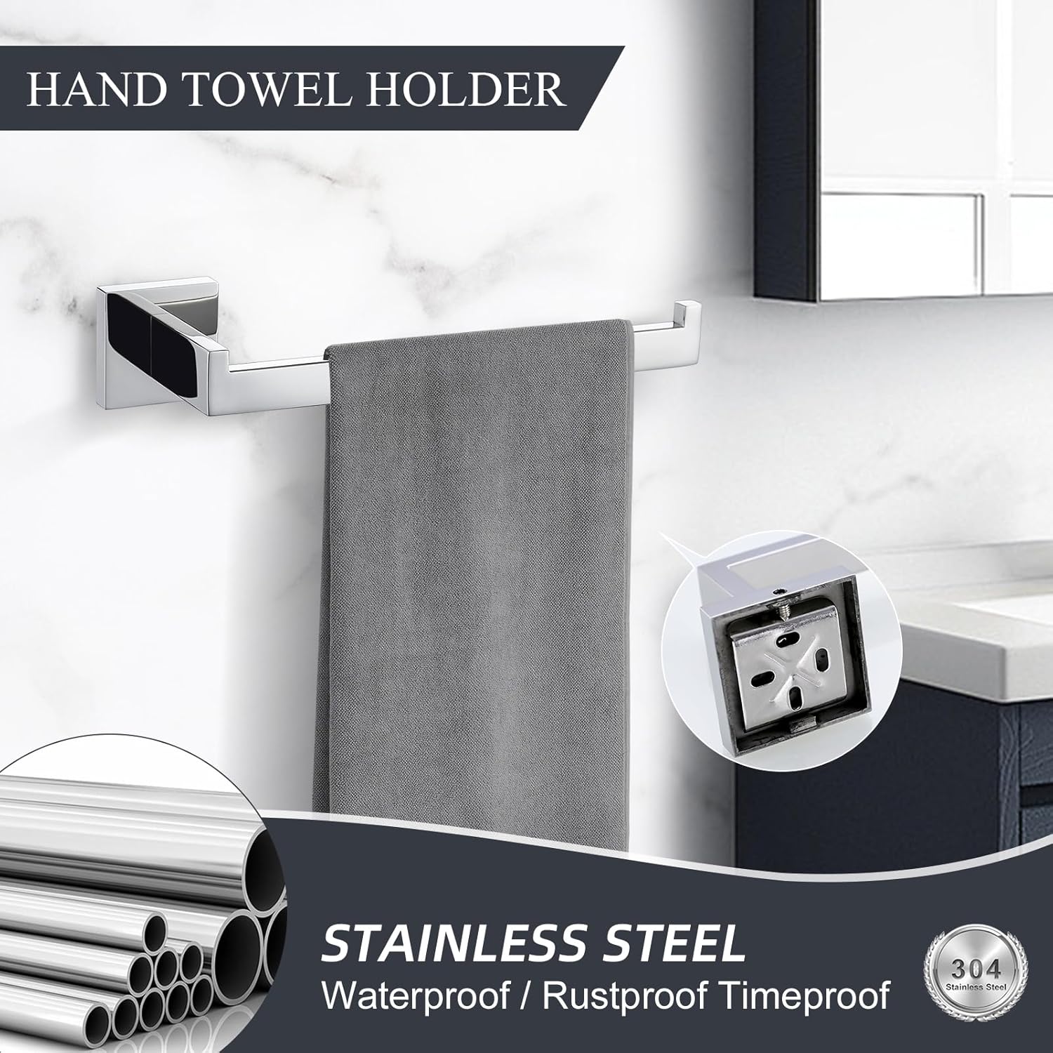 TURS 4-Piece Stainless Steel Towel Bar Set for Bathroom Wall Mount