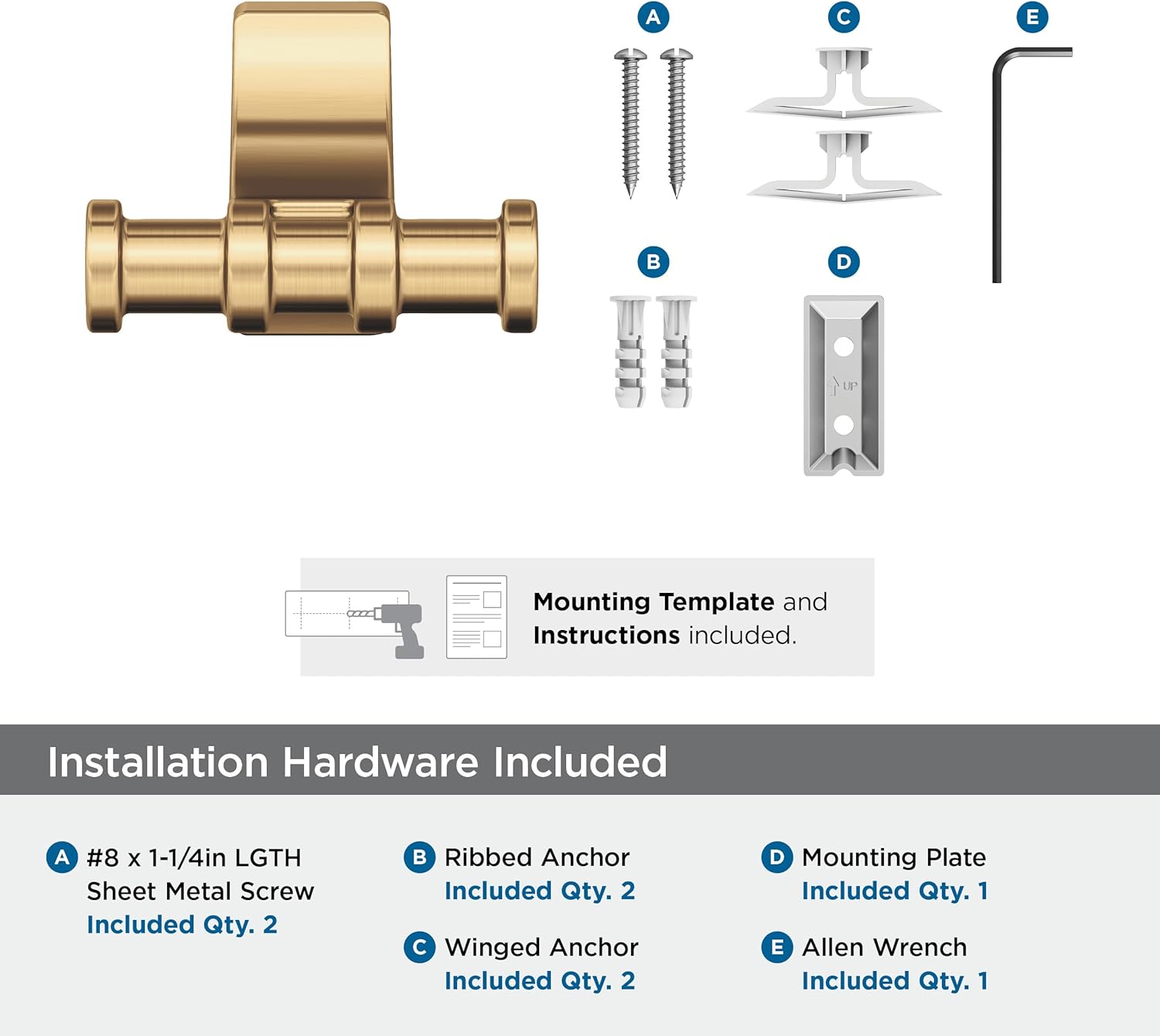 Amerock BH36050CZ Champagne Bronze Robe Hook 1