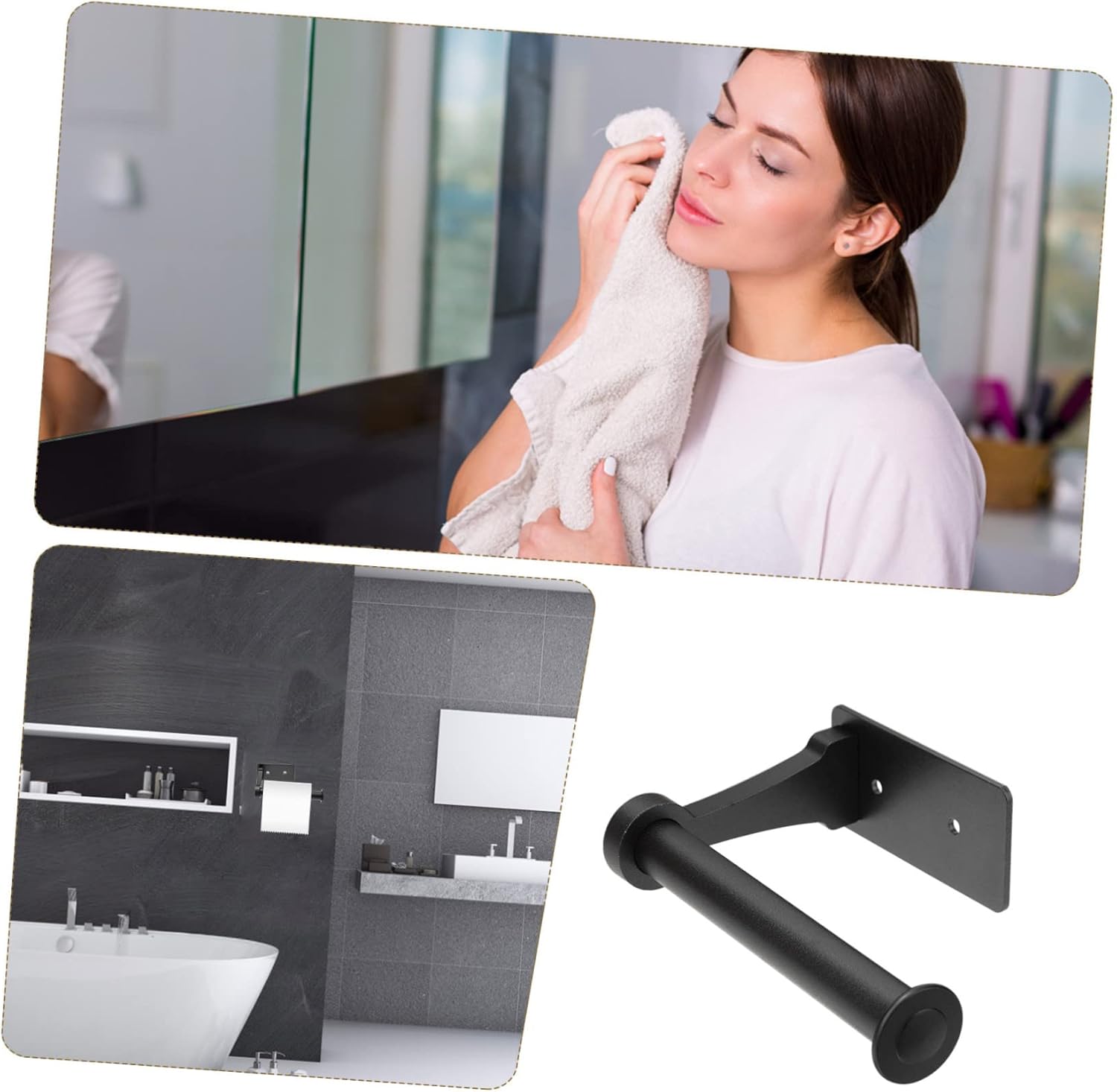 HEALEEP Wall-Mounted Toilet Paper Holder Rustproof Space-Saving Tissue Organizer