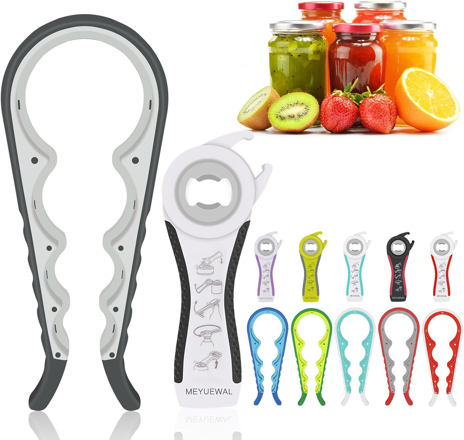 MEYUEWAL 5 in 1 Jar Opener Bottle Opener Kit White