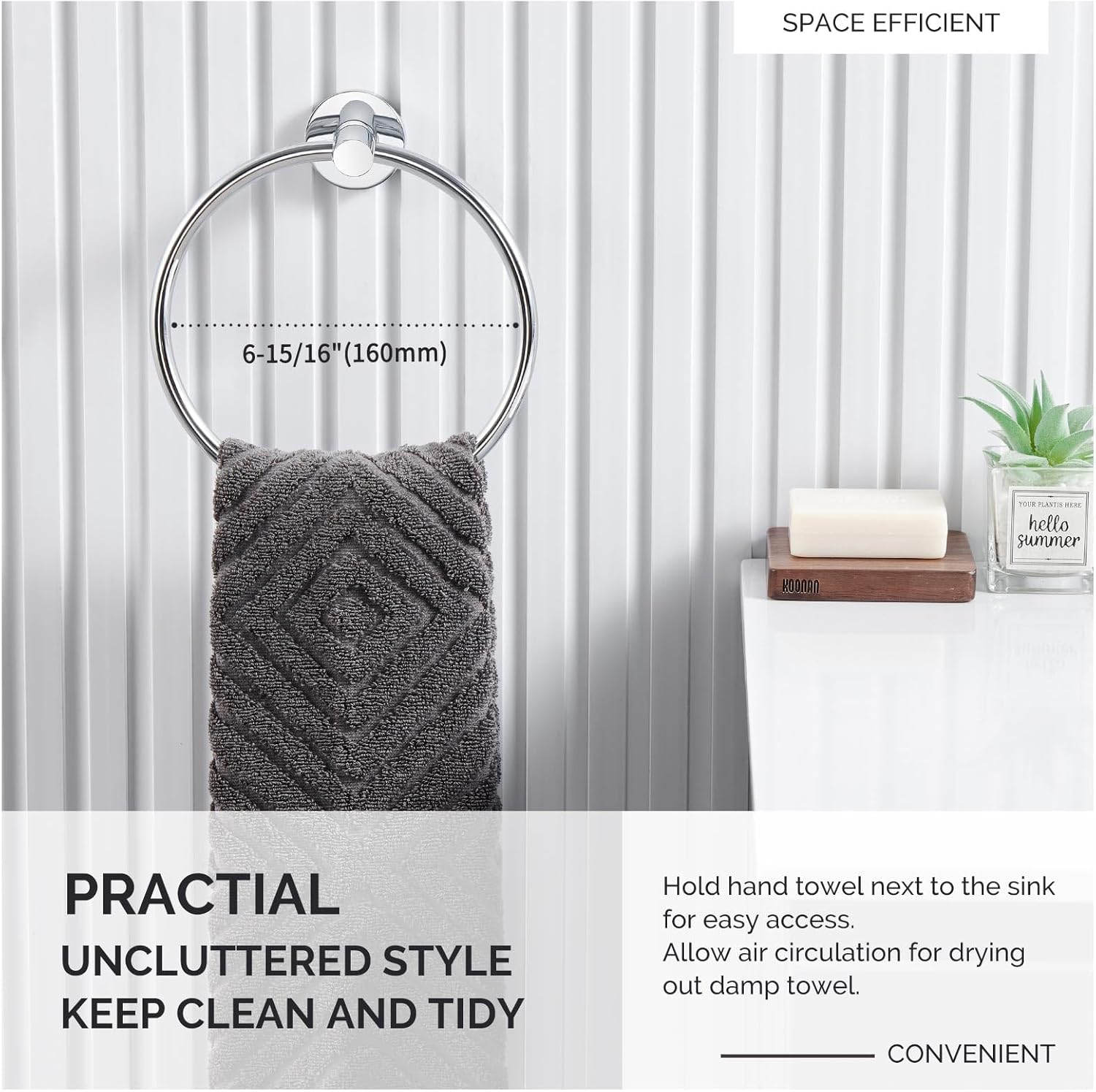 Angle Simple Chrome Towel Ring - Stylish and Durable