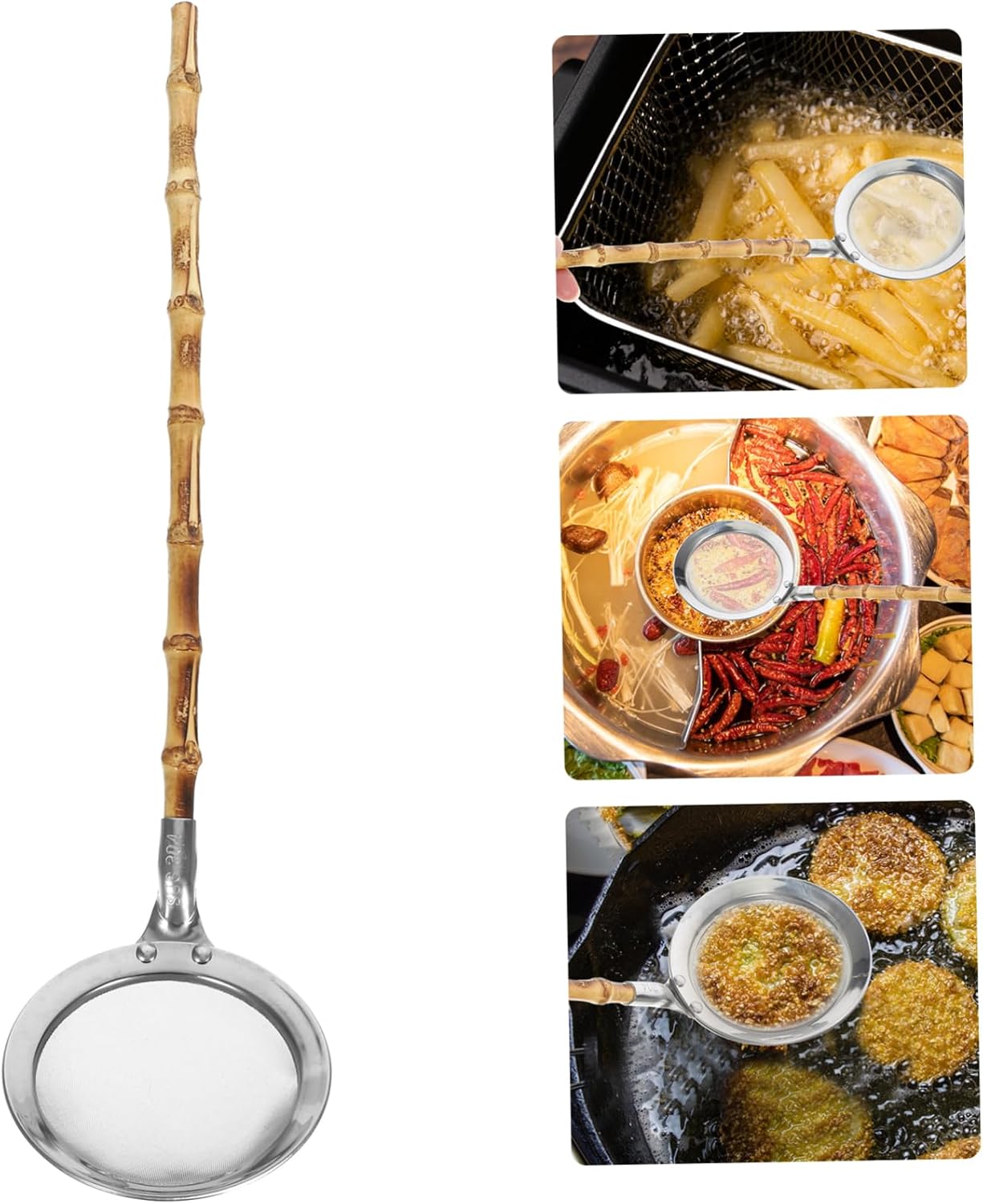 Mikinona 304 Stainless Steel Skimmer Colander with Handle 1