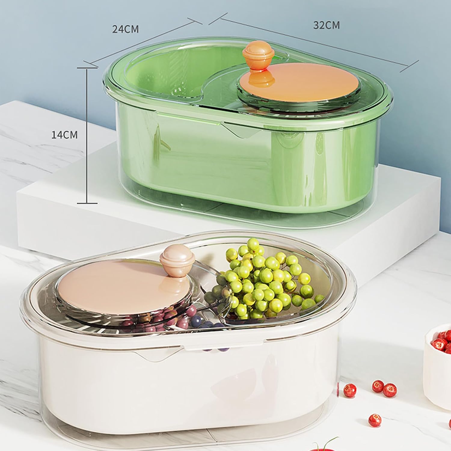 2025 Portable Fruit Cleaner Spinner with Brush and Bowl