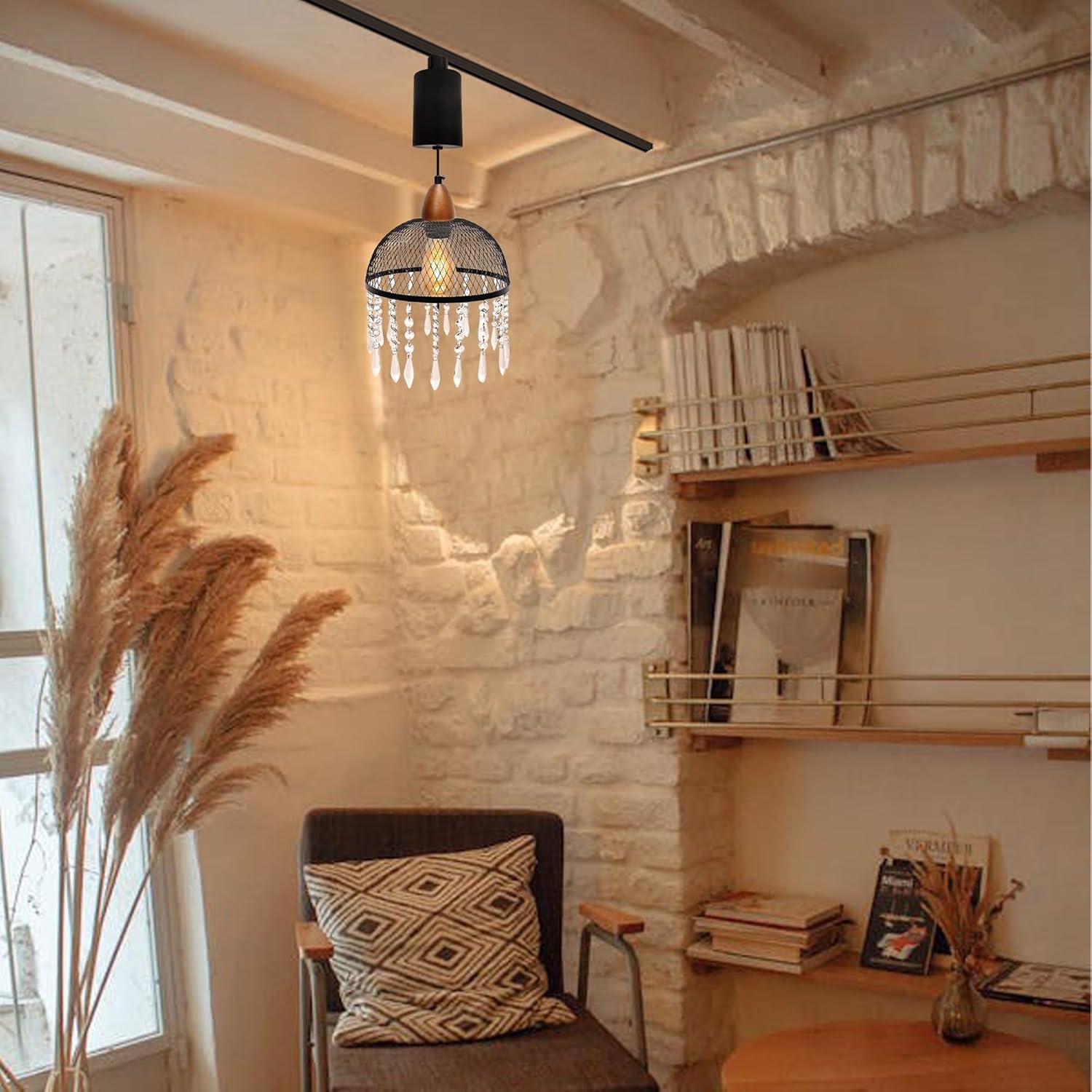 Adjustable Height Track Lighting Pendants with Crystal Design