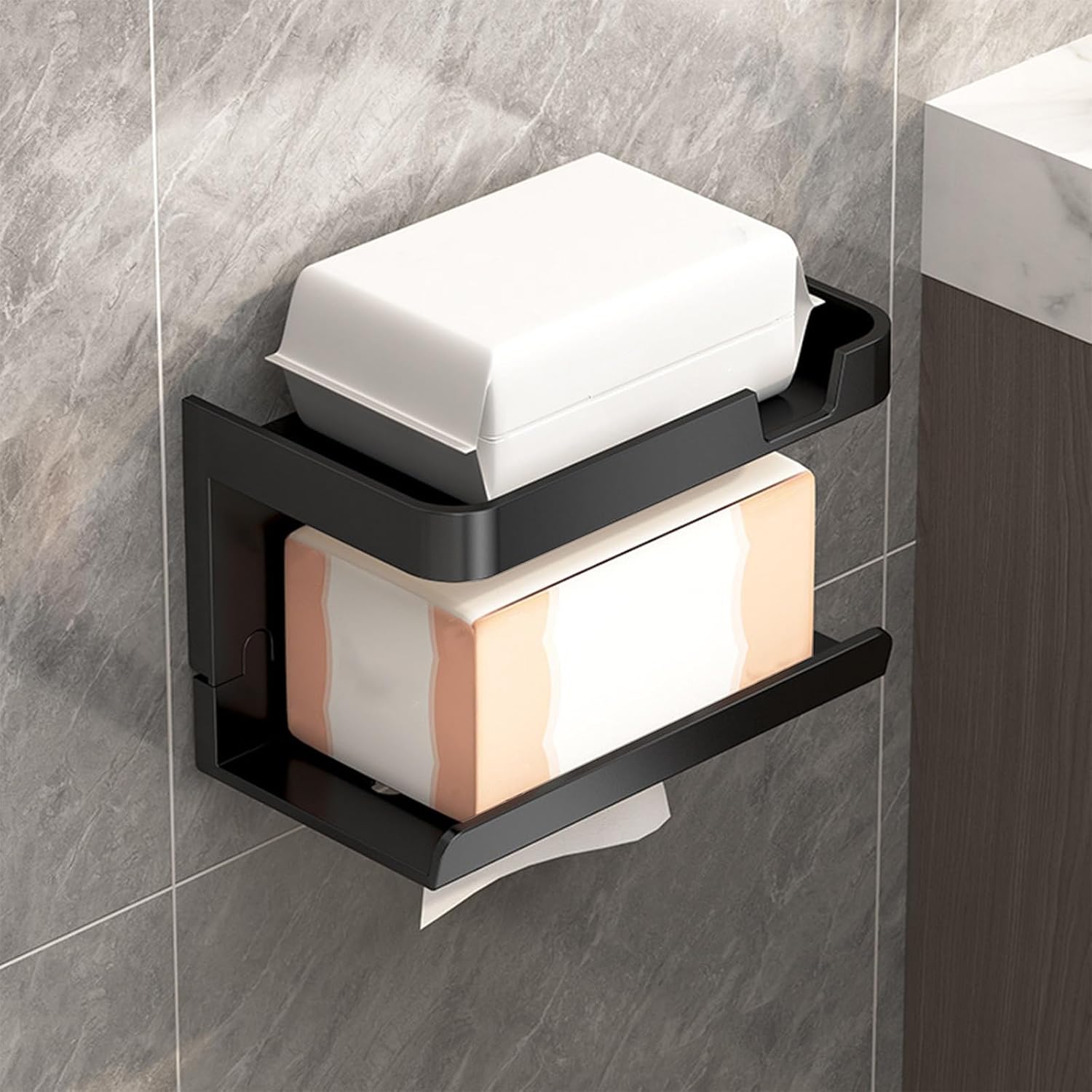 Wall Mounted Toilet Paper Holder with Shelf and Storage