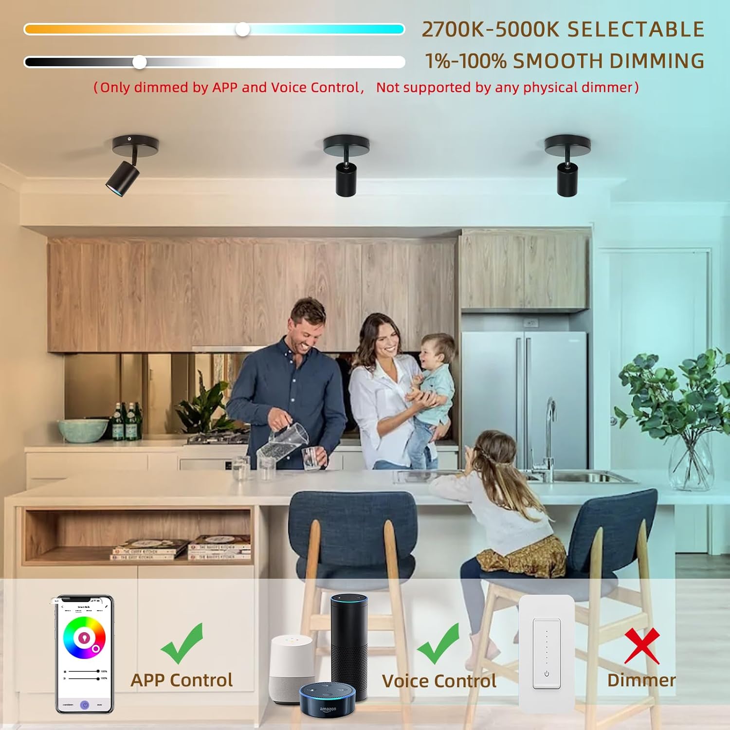 Vloitgol Dimmable Flush Mount Spotlight with 16 Colors
