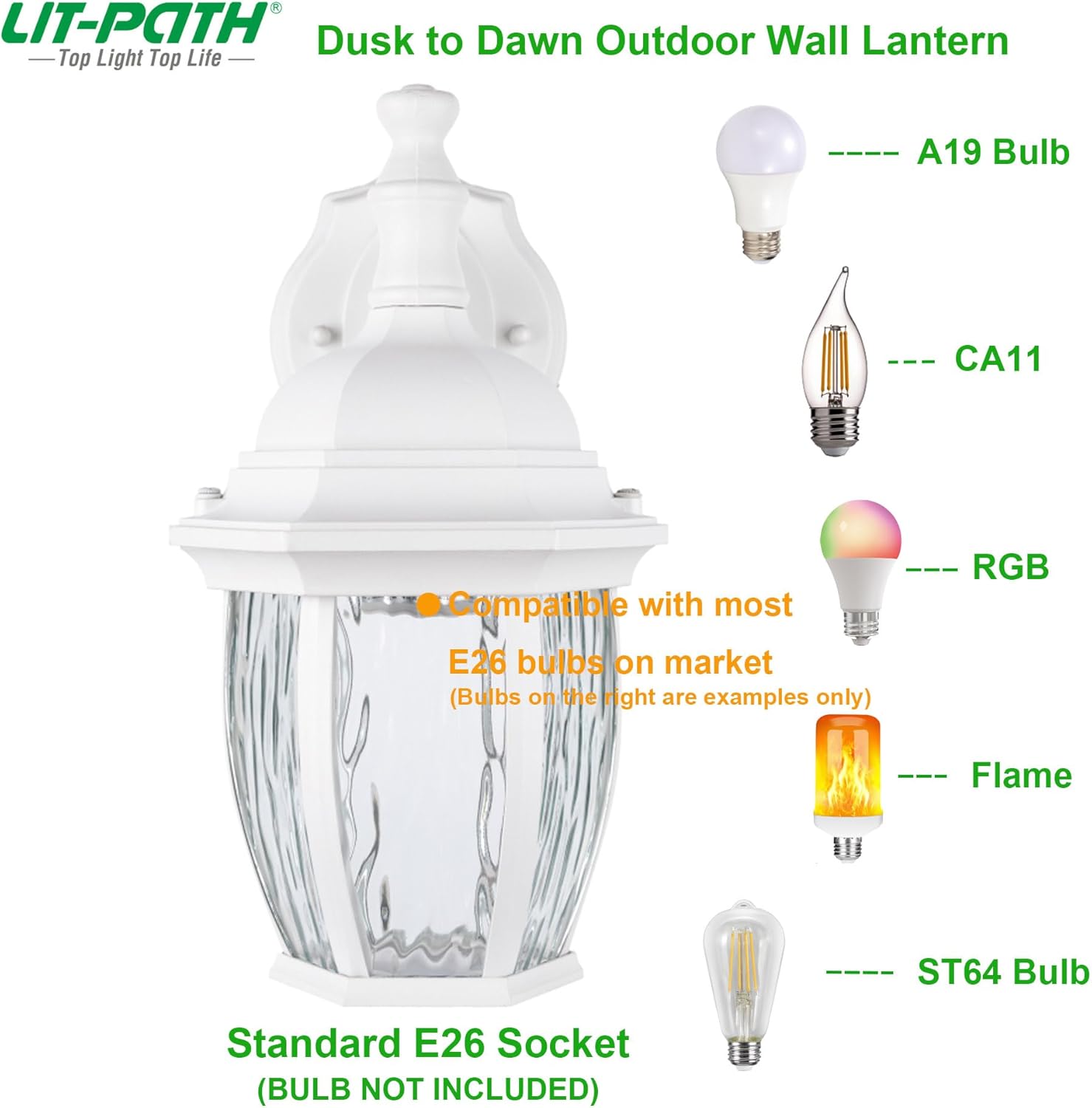 LIT-PaTH Dusk to Dawn Wall Lantern with E26 Base 1