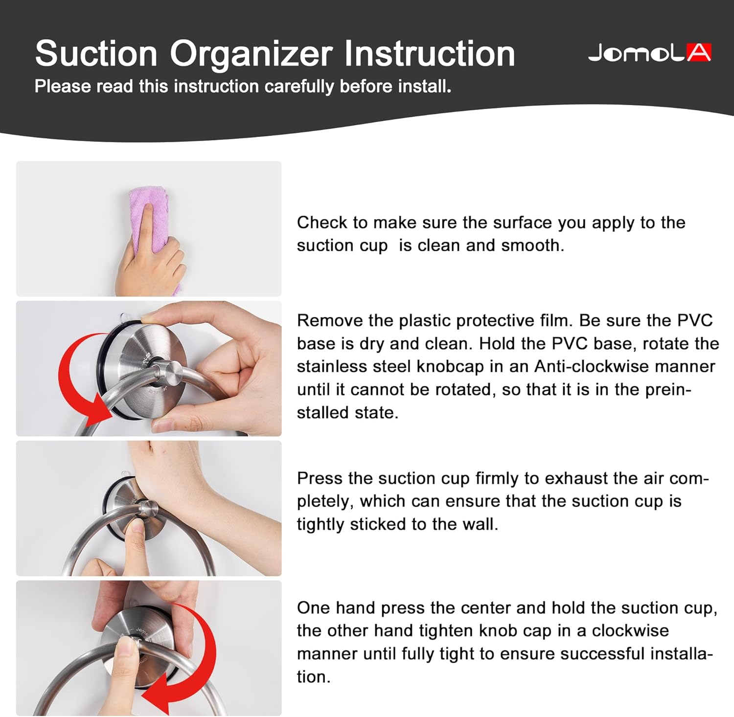 JOMOLA Suction Towel Ring Stainless Steel