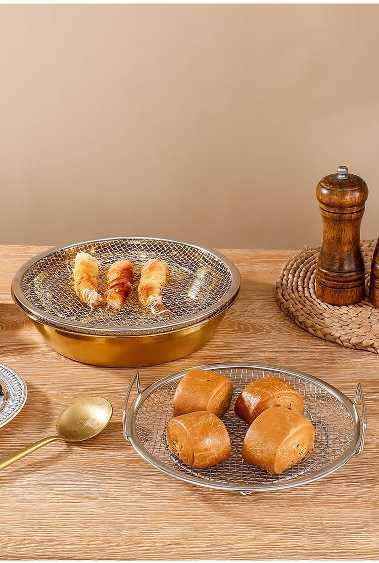 Stainless Steel Fine Mesh Fried Food Drain Rack with Tray